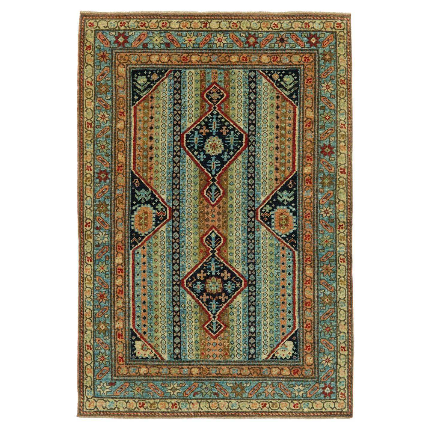 Ararat Rugs Karabagh Rug with Vertical Stripes - Revival Carpet Natural Dye