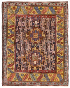 Ararat Rugs Kazak Rug with Hooked Medallions Antique Revival Carpet Natural Dyed