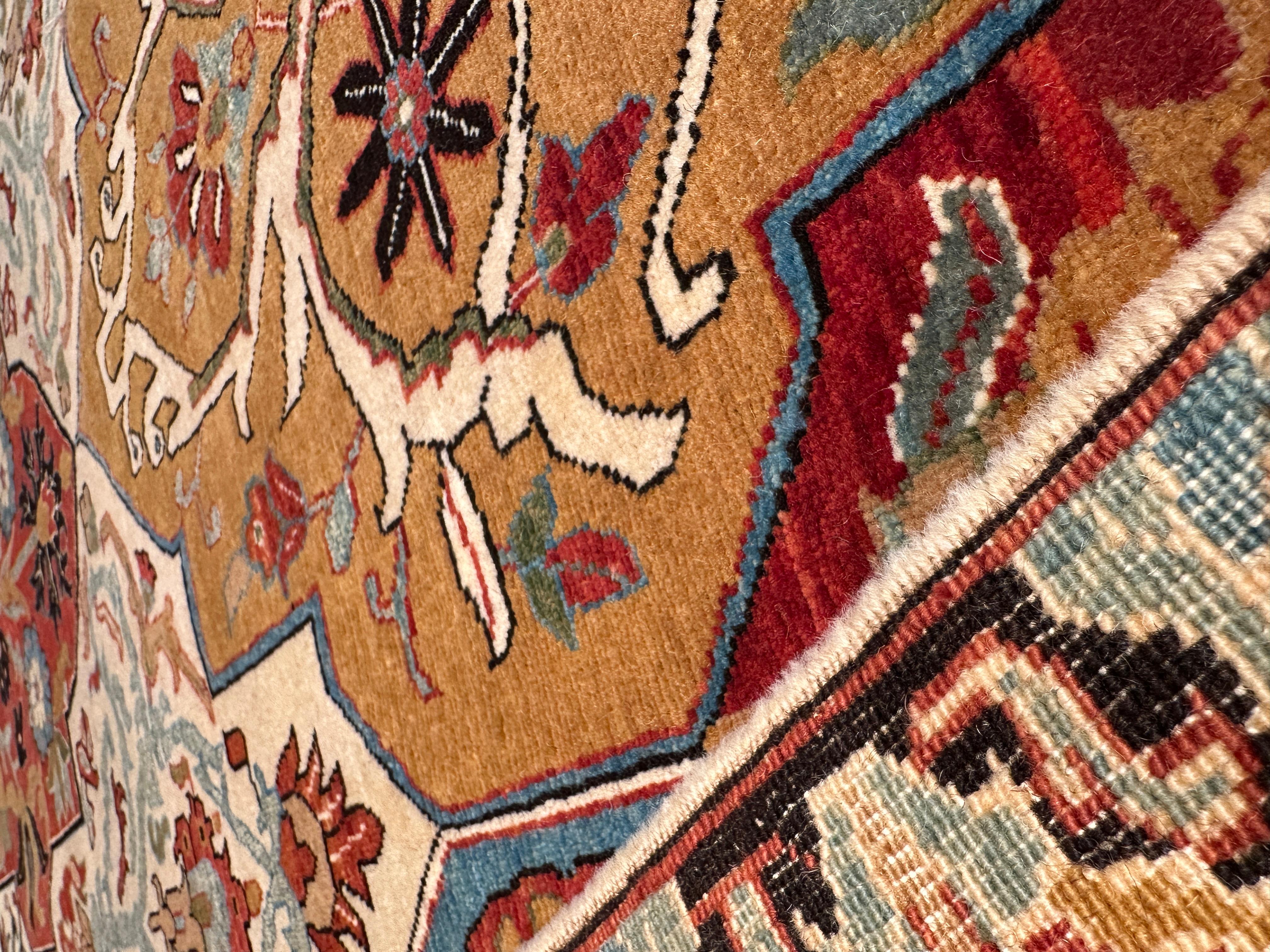 Vegetable Dyed Ararat Rugs Kerman Multi-Medallion Carpet 17th Century Revival Rug, Natural Dyed For Sale