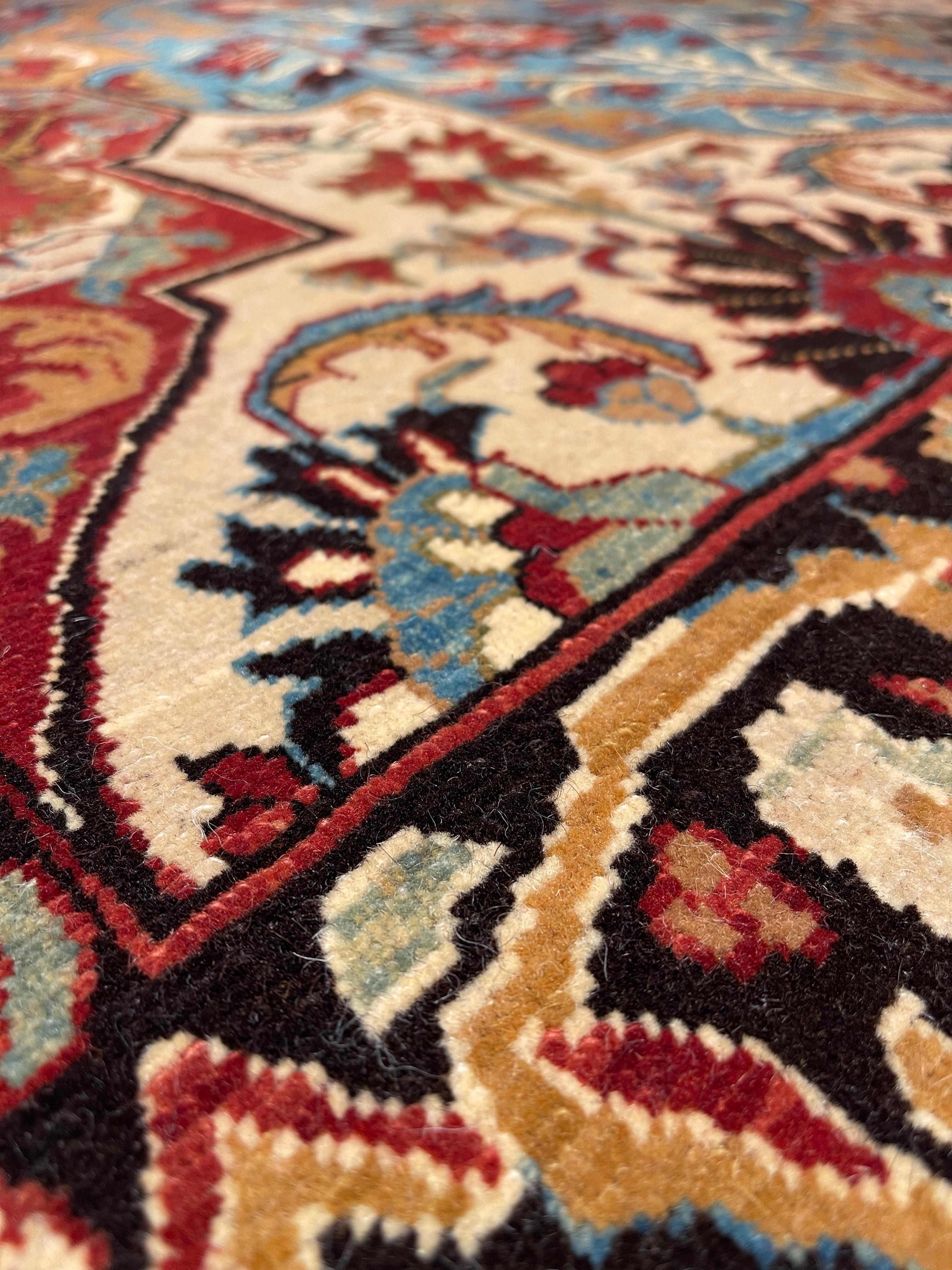 Wool Ararat Rugs Kerman Multi-Medallion Carpet 17th Century Revival Rug, Natural Dyed For Sale