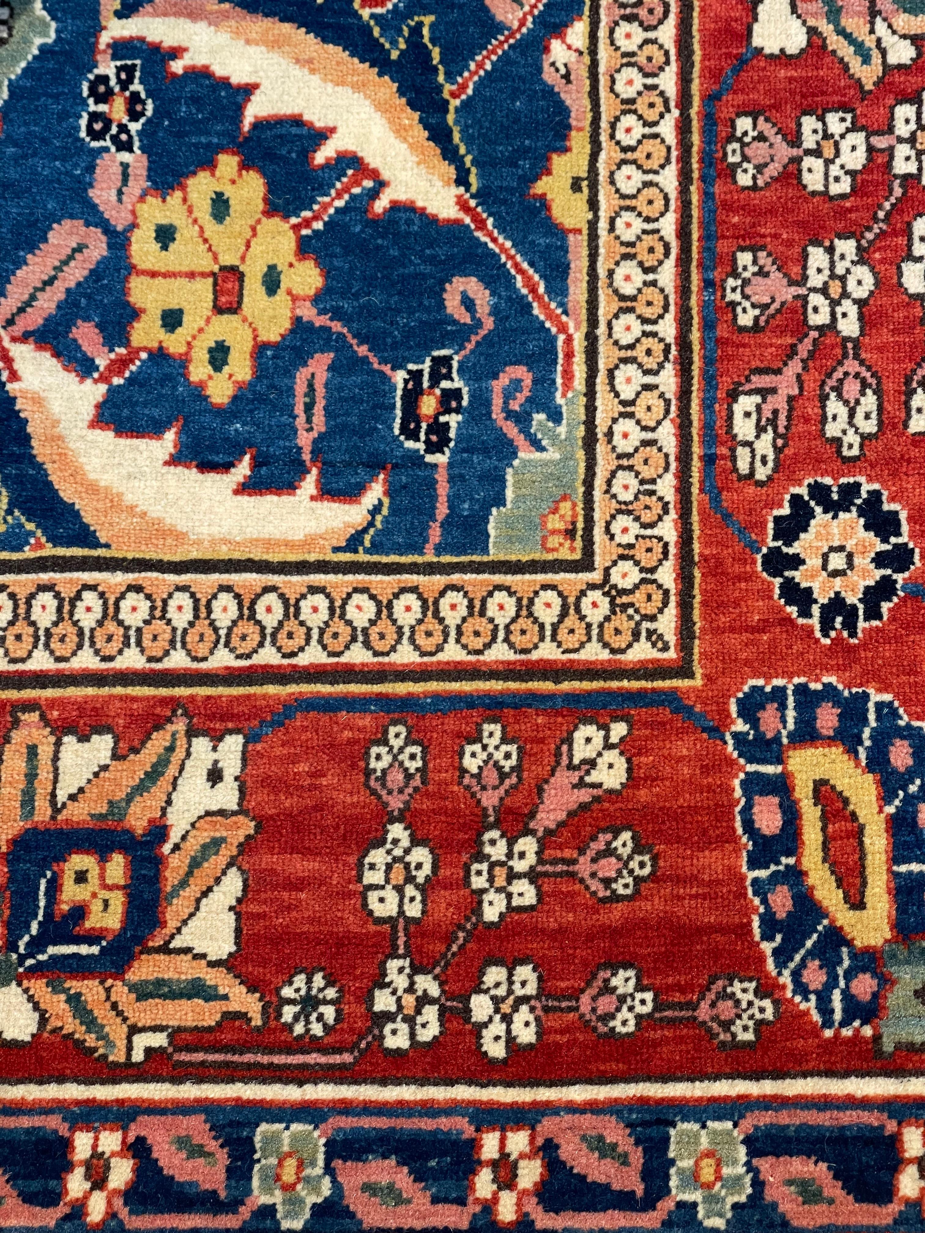 Turkish Ararat Rugs Kerman Vase Technique Carpet 17th Century Revival Rug, Natural Dyed For Sale