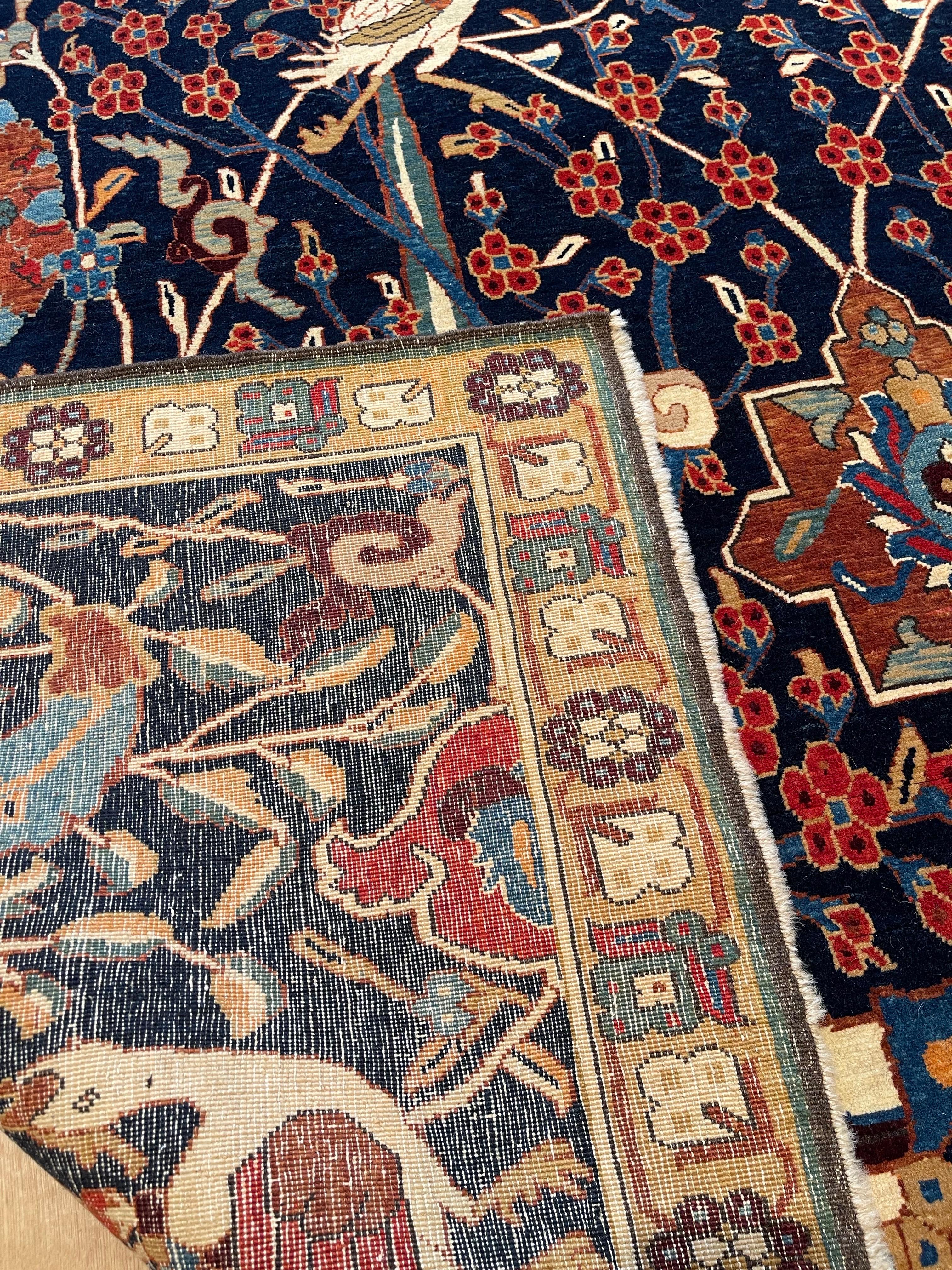 Vegetable Dyed Ararat Rugs Kerman Vase Technique Carpet 17th Century Revival Rug, Natural Dyed For Sale