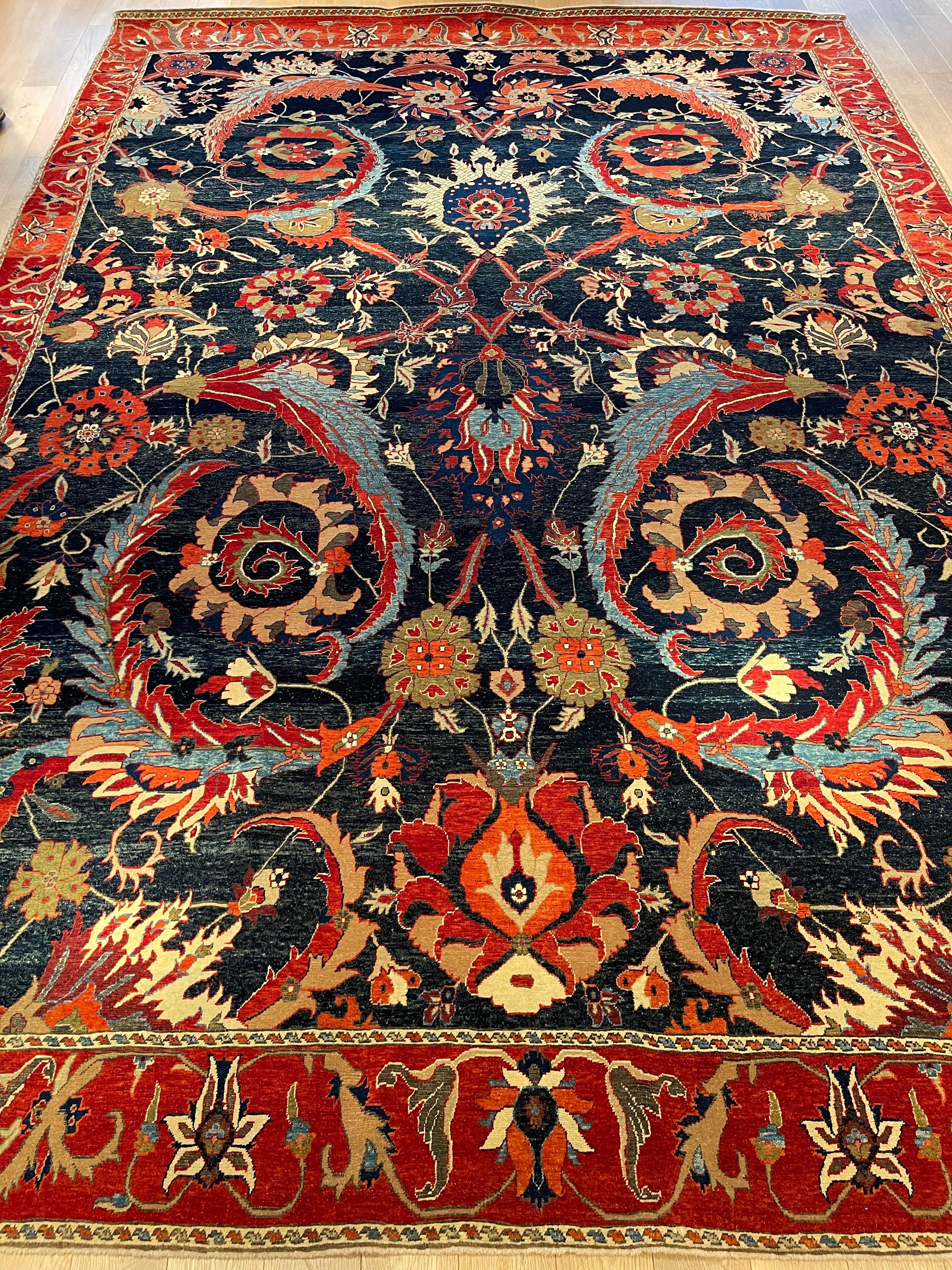 Ararat Teppich Kerman Vase-Technik Teppich 17. Jahrhundert Revival Teppich - Naturfarben (Pflanzlich gefärbt) im Angebot