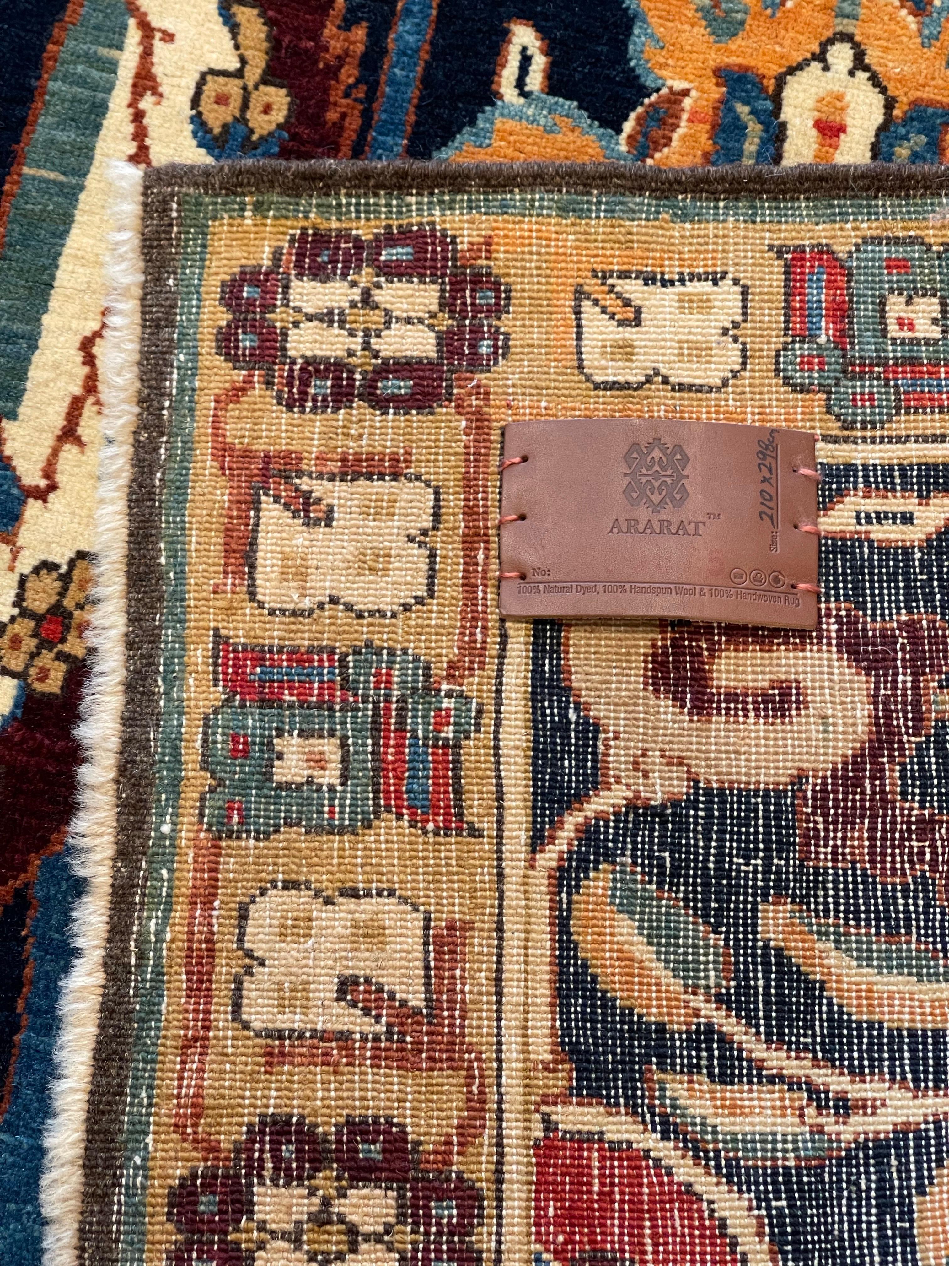 Ararat Rugs Kerman Vase Technique Carpet 17th Century Revival Rug, Natural Dyed In New Condition For Sale In Tokyo, JP
