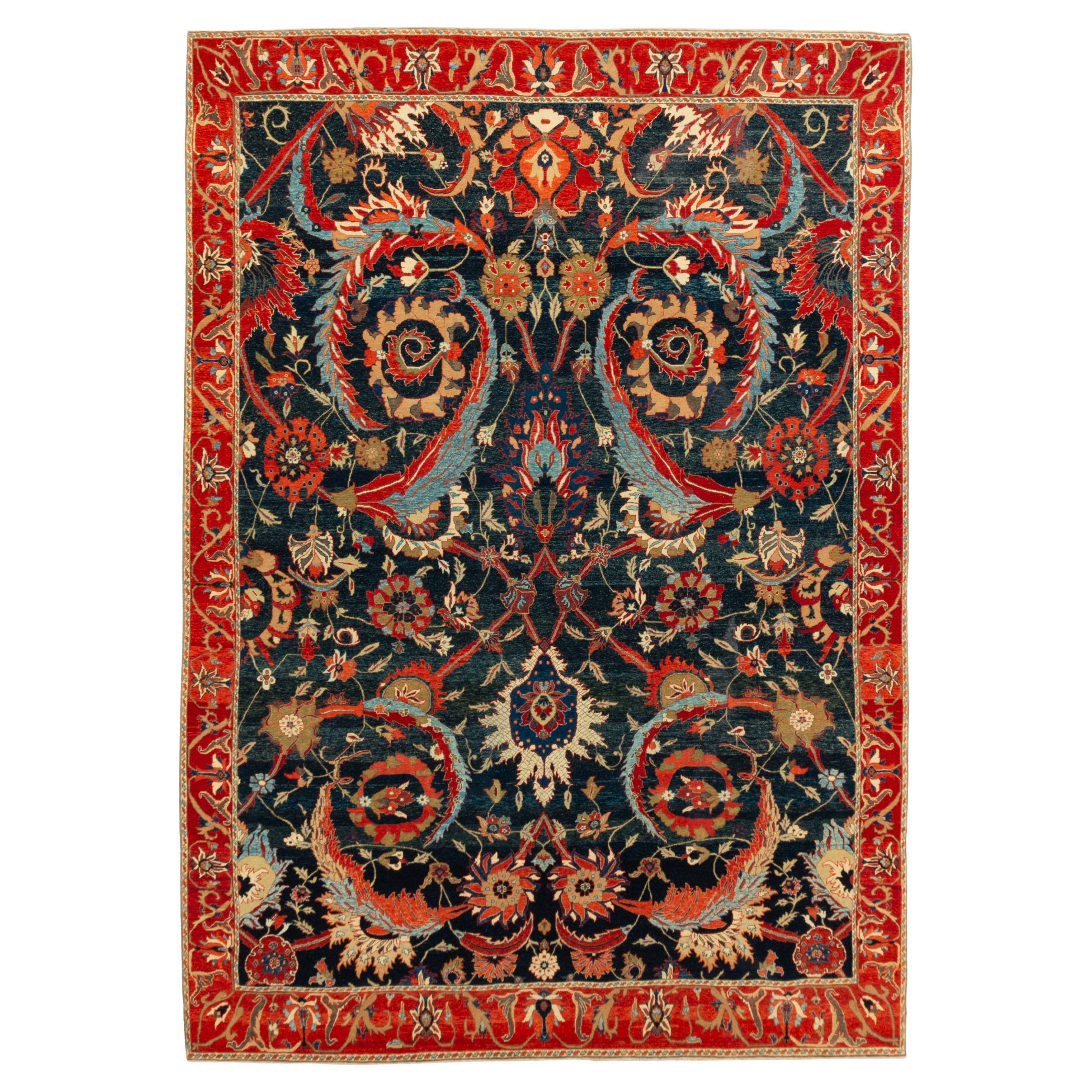 Ararat Rugs Kerman Vase Technique Carpet 17th Century Revival Rug, Natural Dyed For Sale