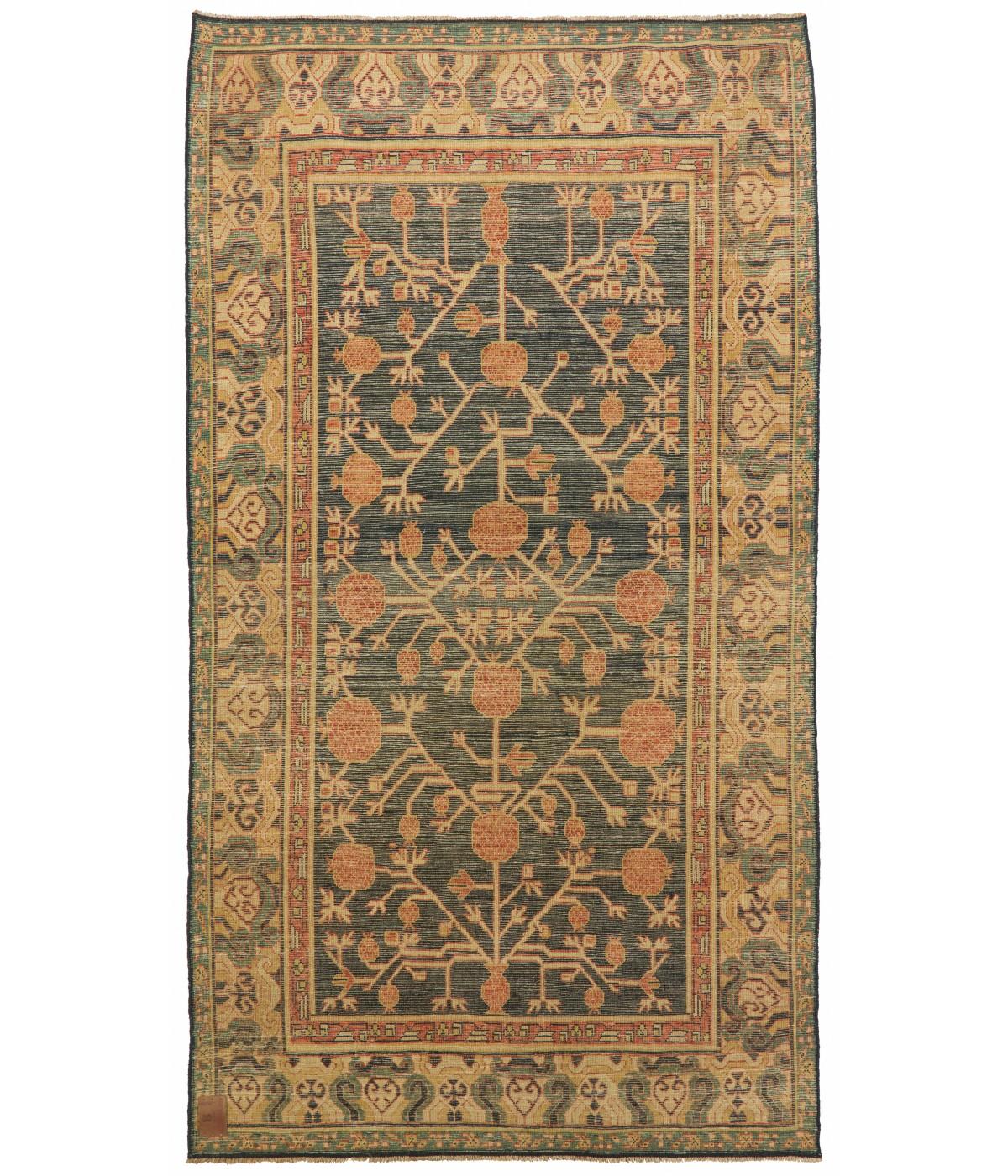 Introducing the exquisite Khotan Rug with Pomegranate Design (Model: ART00622) from Ararat Rugs, a masterpiece that embodies the rich cultural tapestry of the ancient Silk Road. Handwoven in the historic oasis city of Khotan, located in present-day