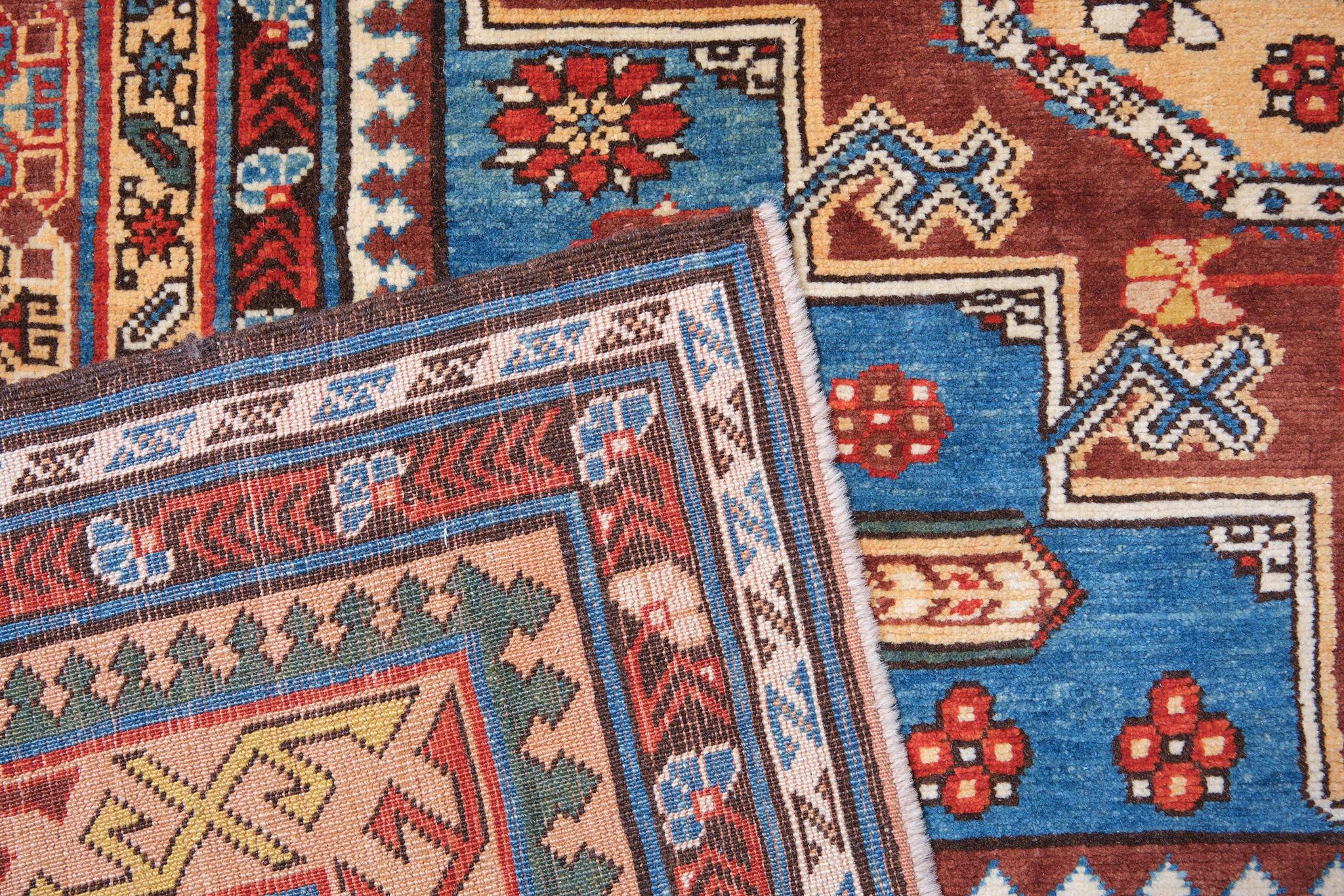 Turkish Ararat Rugs Konagkend Kuba Rug, Antique Caucasian Revival Carpet, Natural Dyed For Sale