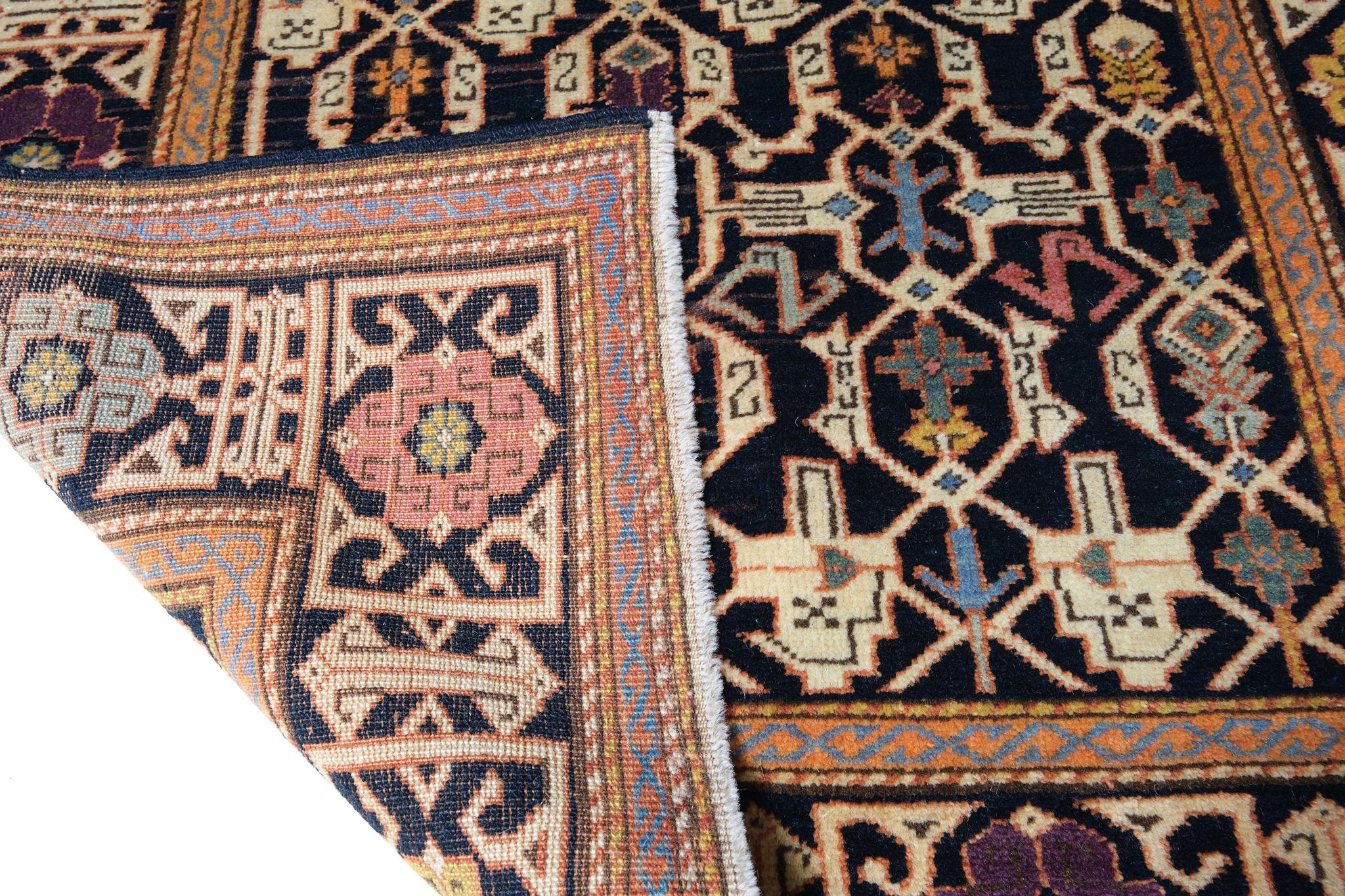 Turkish Ararat Rugs Konagkend Shirvan Rug Antique Caucasian Revival Carpet Natural Dyed For Sale