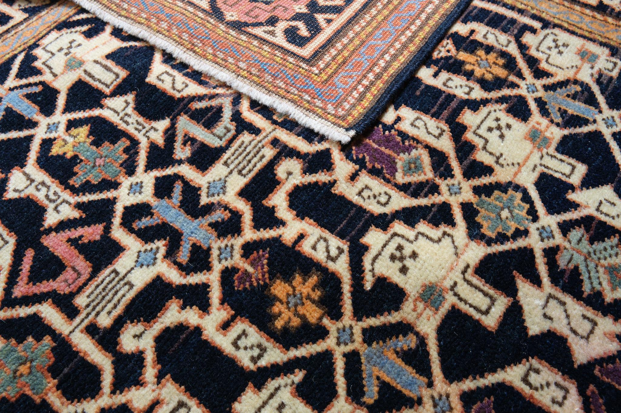Vegetable Dyed Ararat Rugs Konagkend Shirvan Rug Antique Caucasian Revival Carpet Natural Dyed For Sale