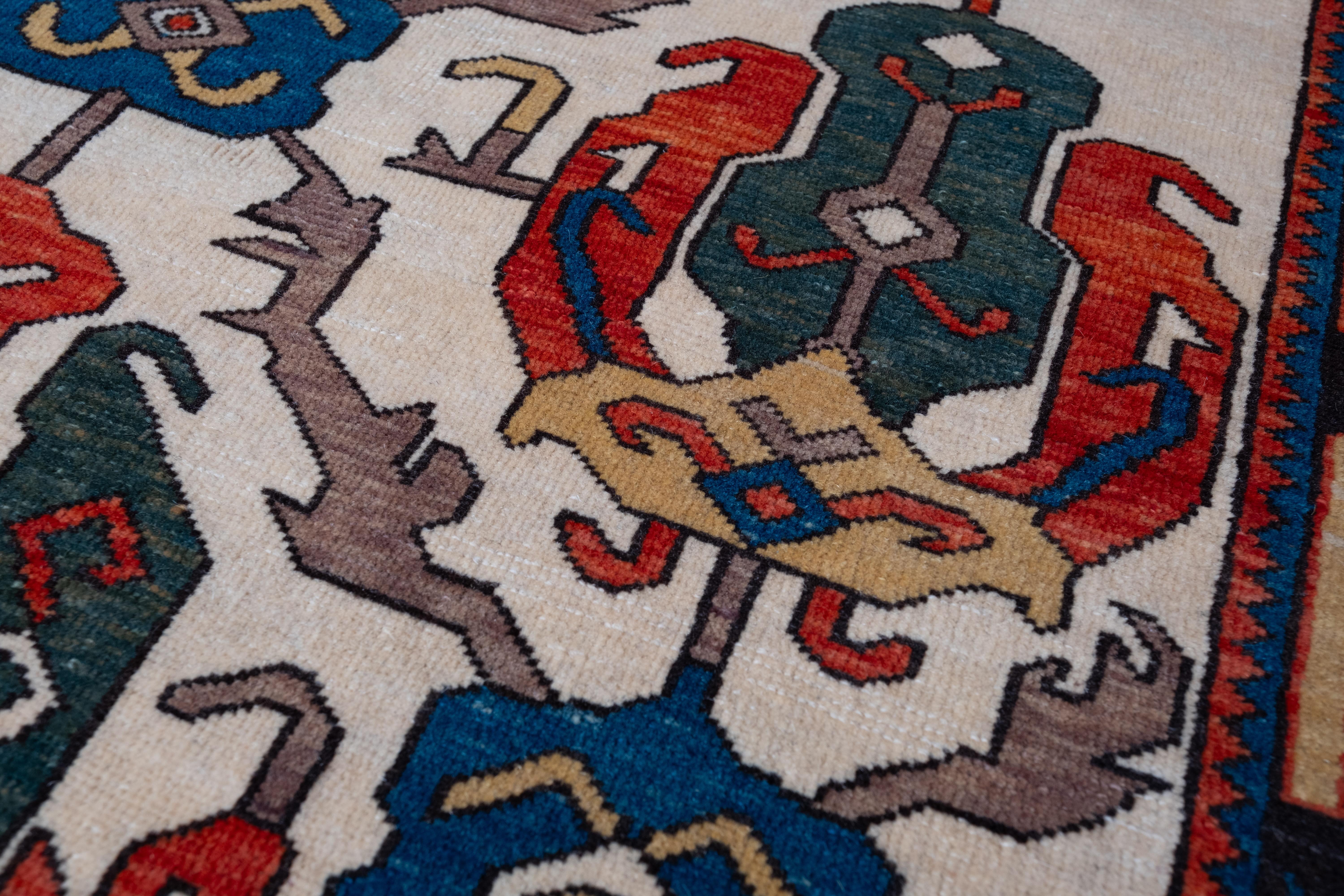 Ararat Rugs Kuba Teppich mit Palmetten Kaukasischer Teppich aus dem 19. Jh. Revival Teppich, natürlich gefärbt (Türkisch) im Angebot