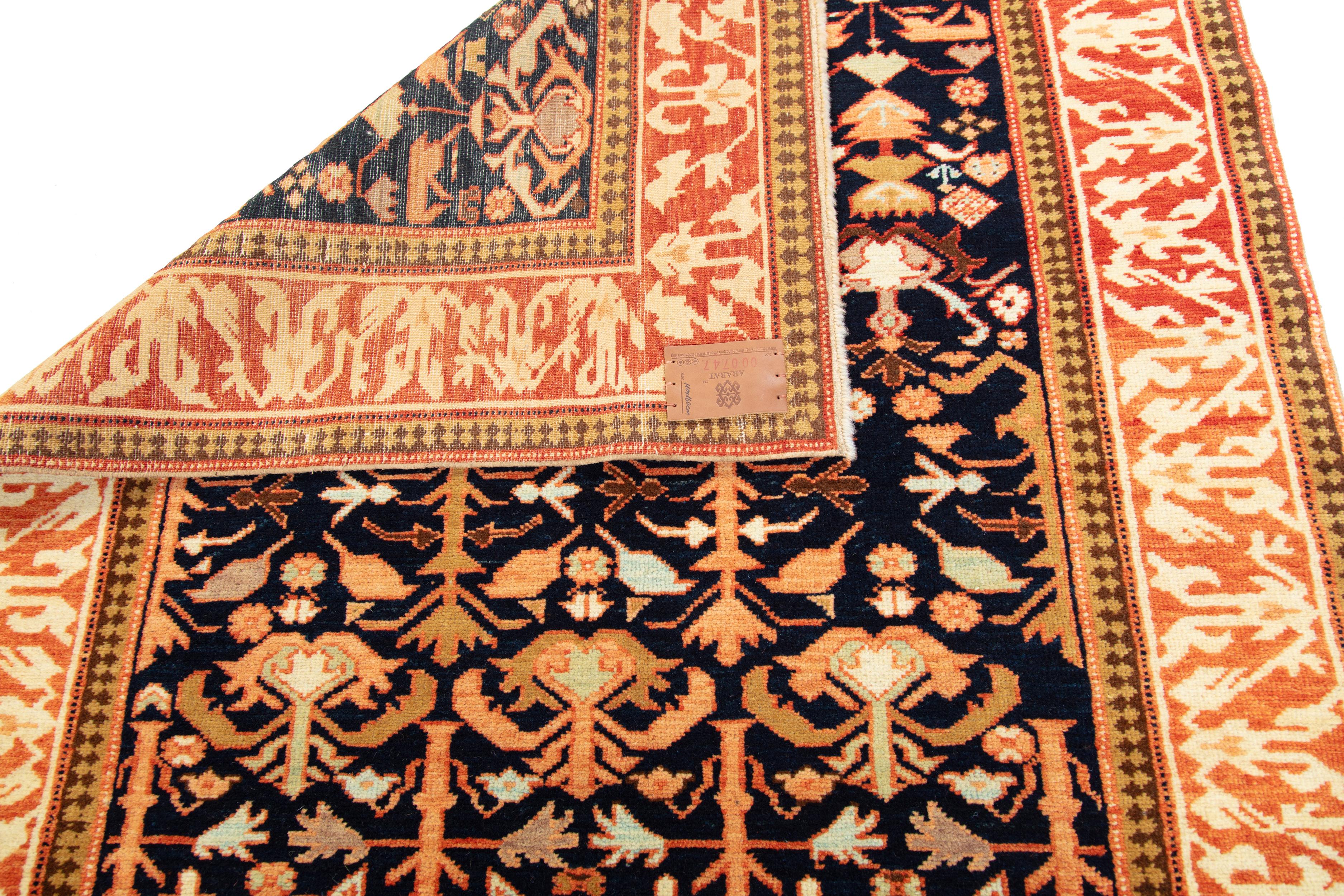 Turco Ararat Rugs Tappeto Kuba con palmette Tappeto caucasico revival del XIX secolo, tinto naturale in vendita