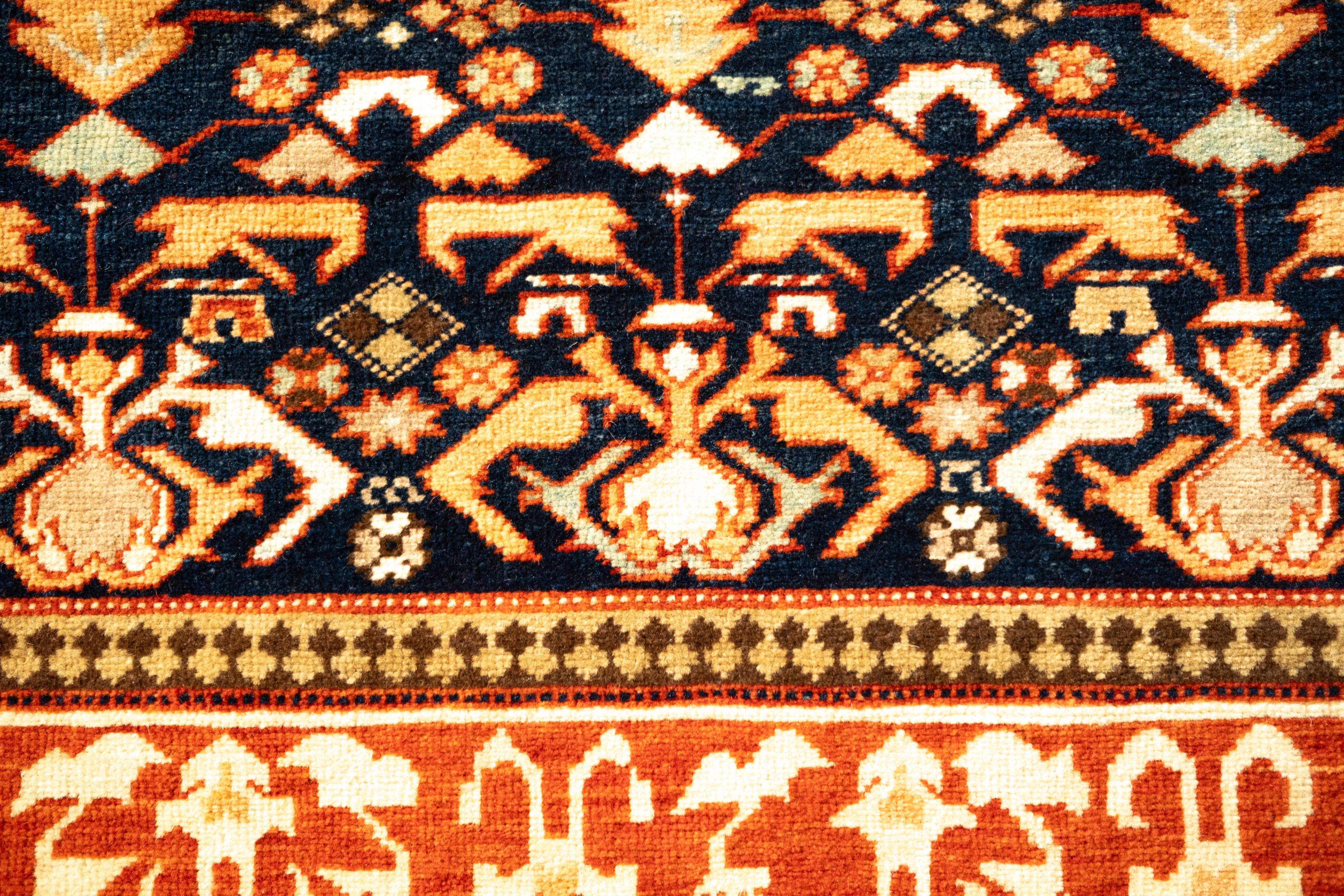 Ararat Rugs Kuba Rug with Palmettes Caucasian 19th C. Revival Rug, Natural Dyed In New Condition For Sale In Tokyo, JP