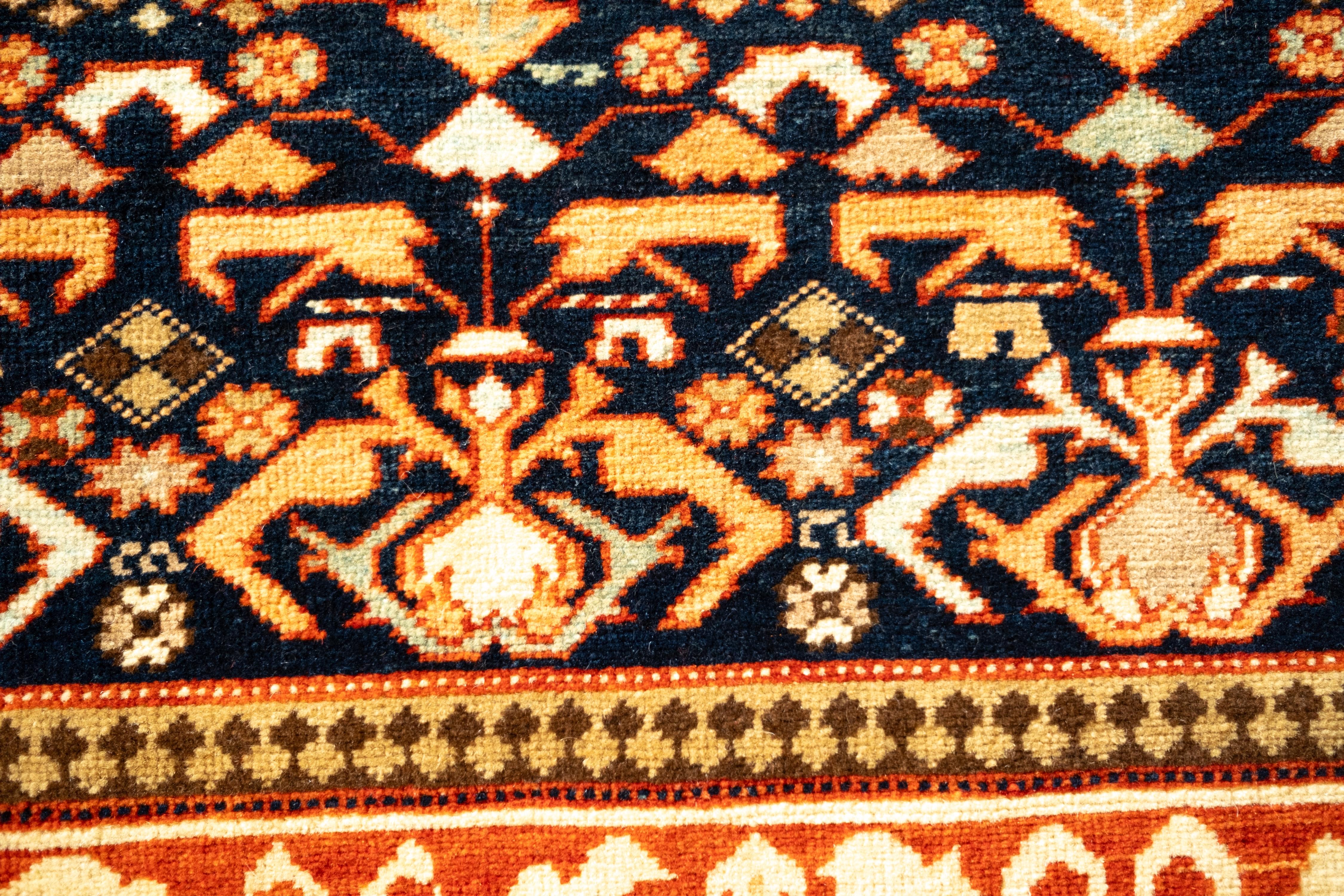 Ararat Rugs Kuba Rug with Palmettes Caucasian 19th C. Revival Rug, Natural Dyed For Sale 1