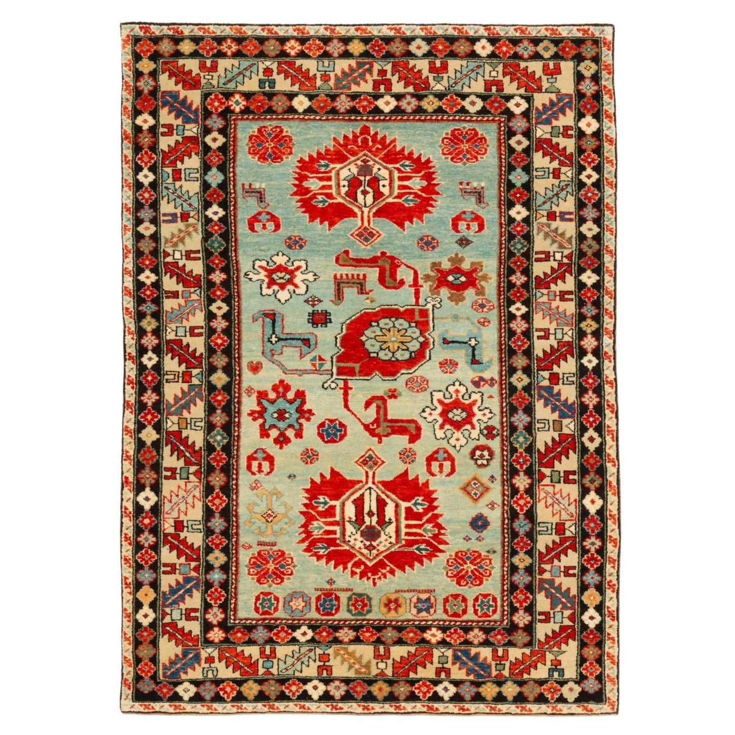 Ararat Rugs Kuba Rug with Palmettes Caucasian 19th C. Revival Rug, Natural Dyed For Sale