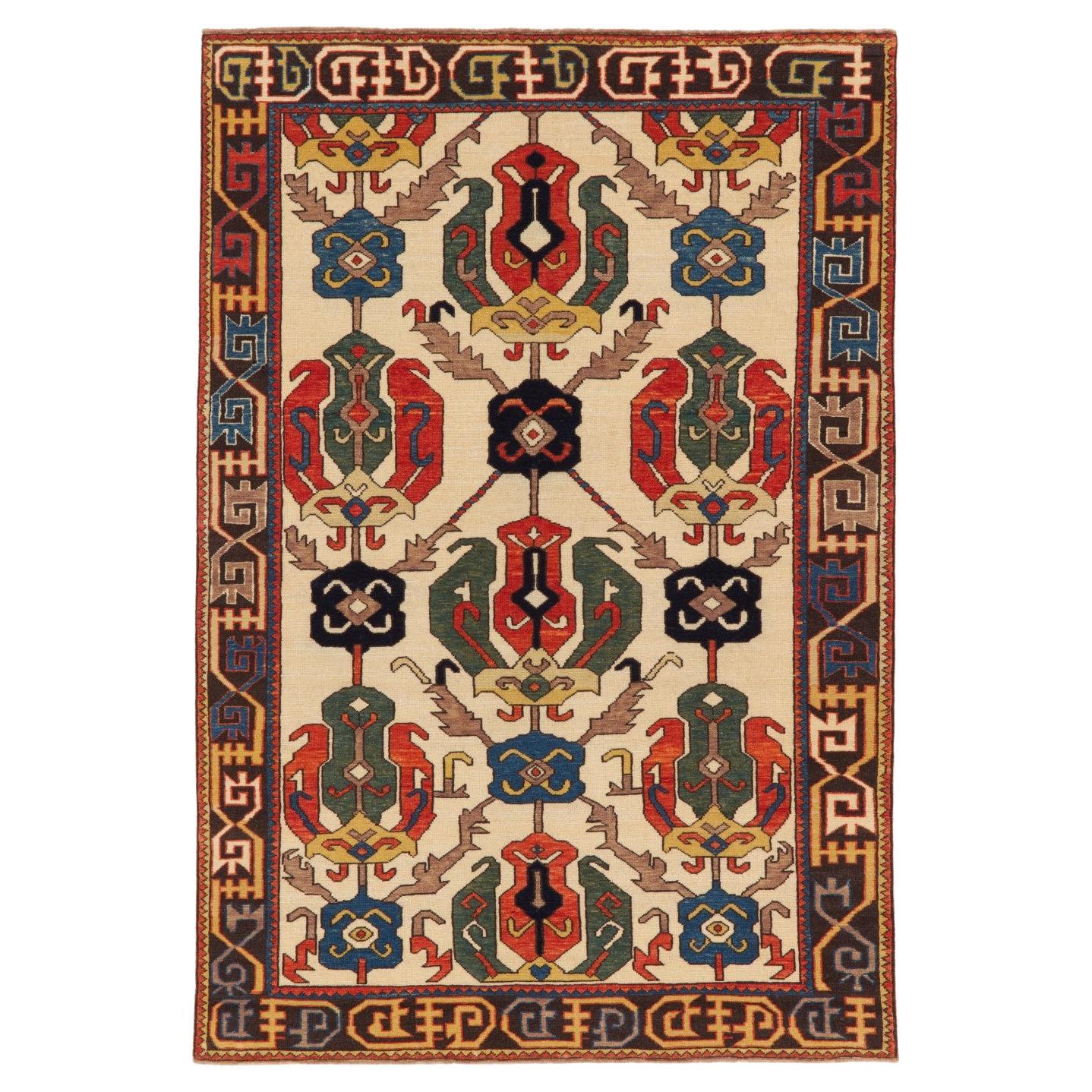 Ararat Rugs Kuba Rug with Palmettes Caucasian 19th C. Revival Rug, Natural Dyed For Sale