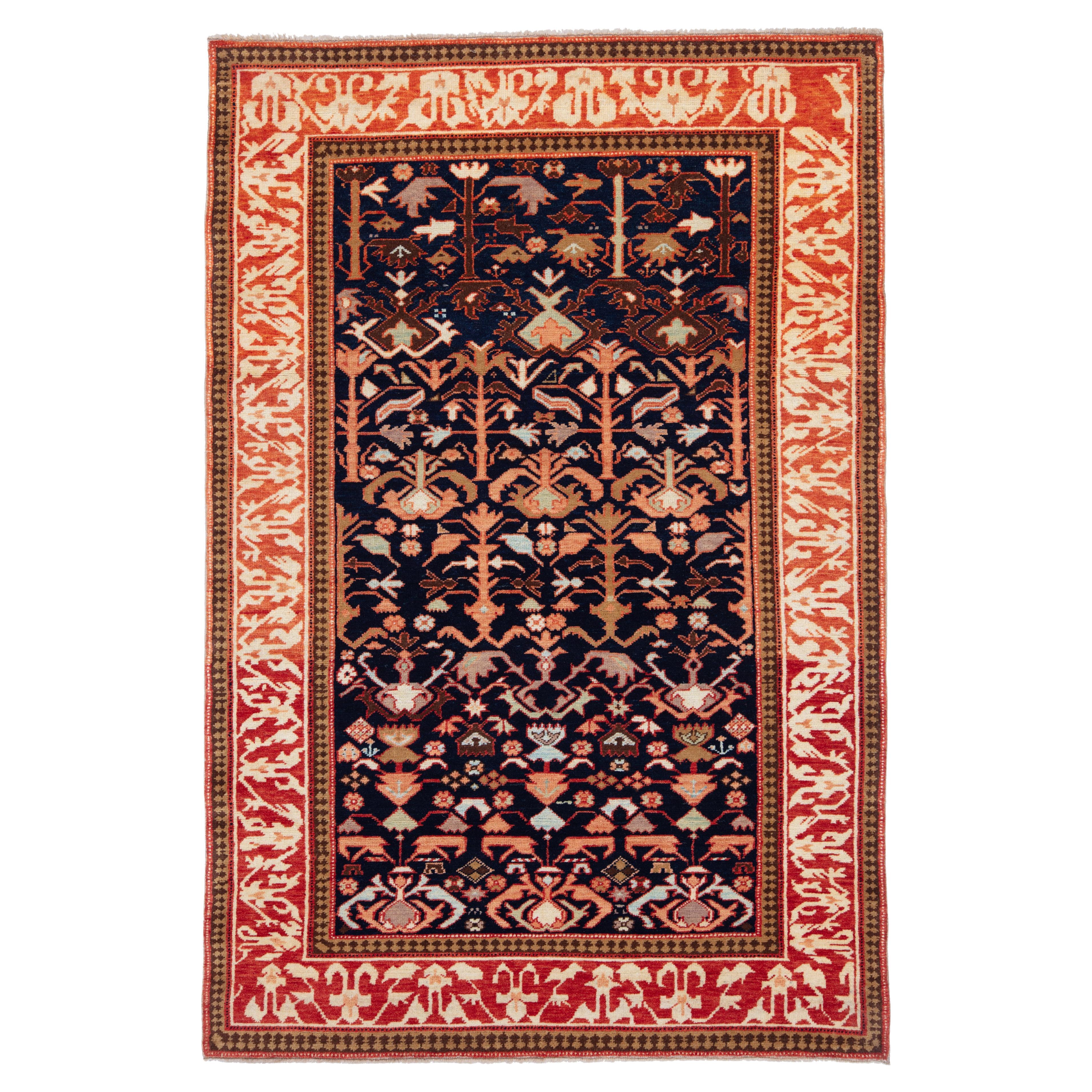 Ararat Rugs Tappeto Kuba con palmette Tappeto caucasico revival del XIX secolo, tinto naturale