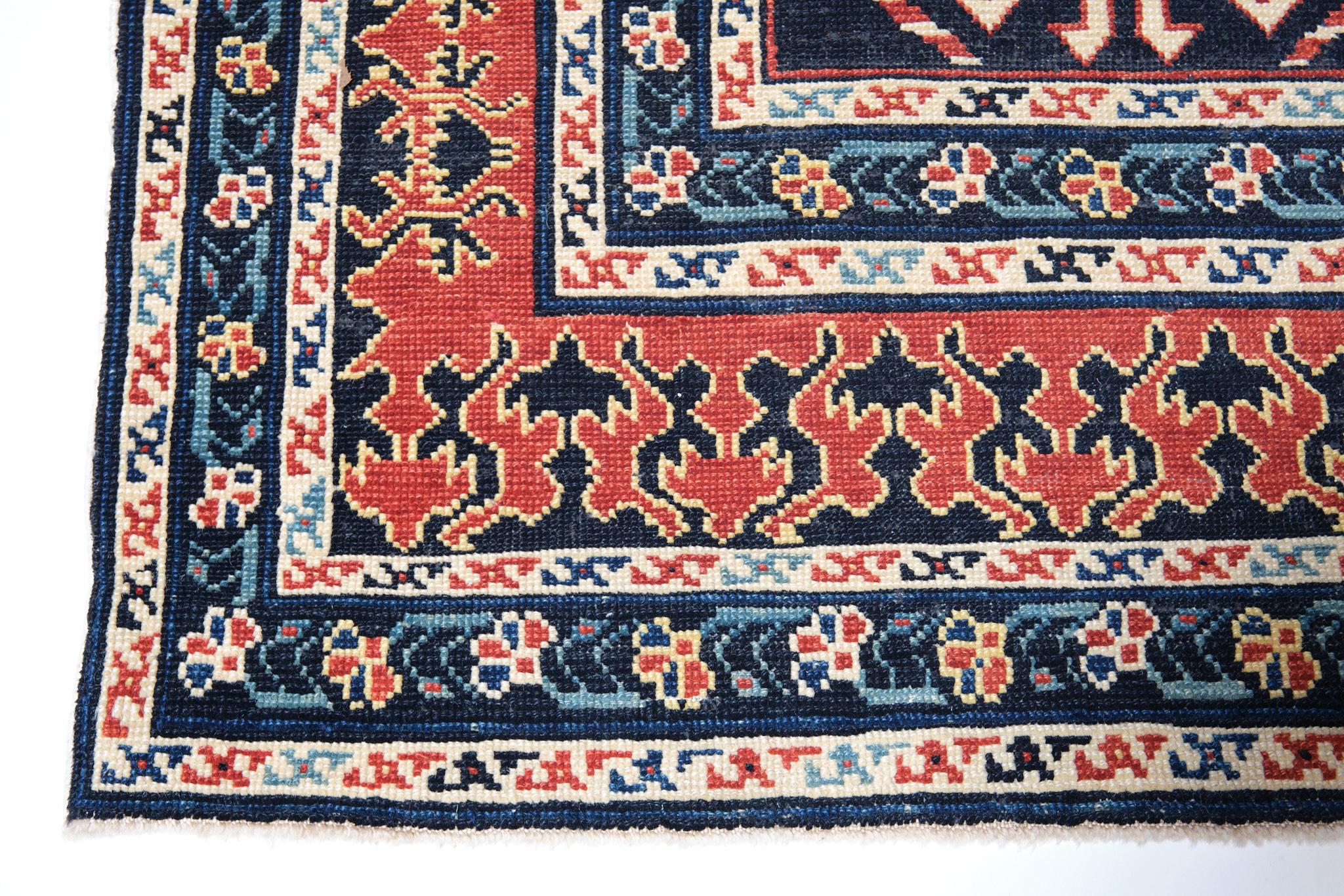 Ararat Rugs Kuba Rug with Palmettes Caucasian Revival Carpet - Natural Dyed In New Condition For Sale In Tokyo, JP