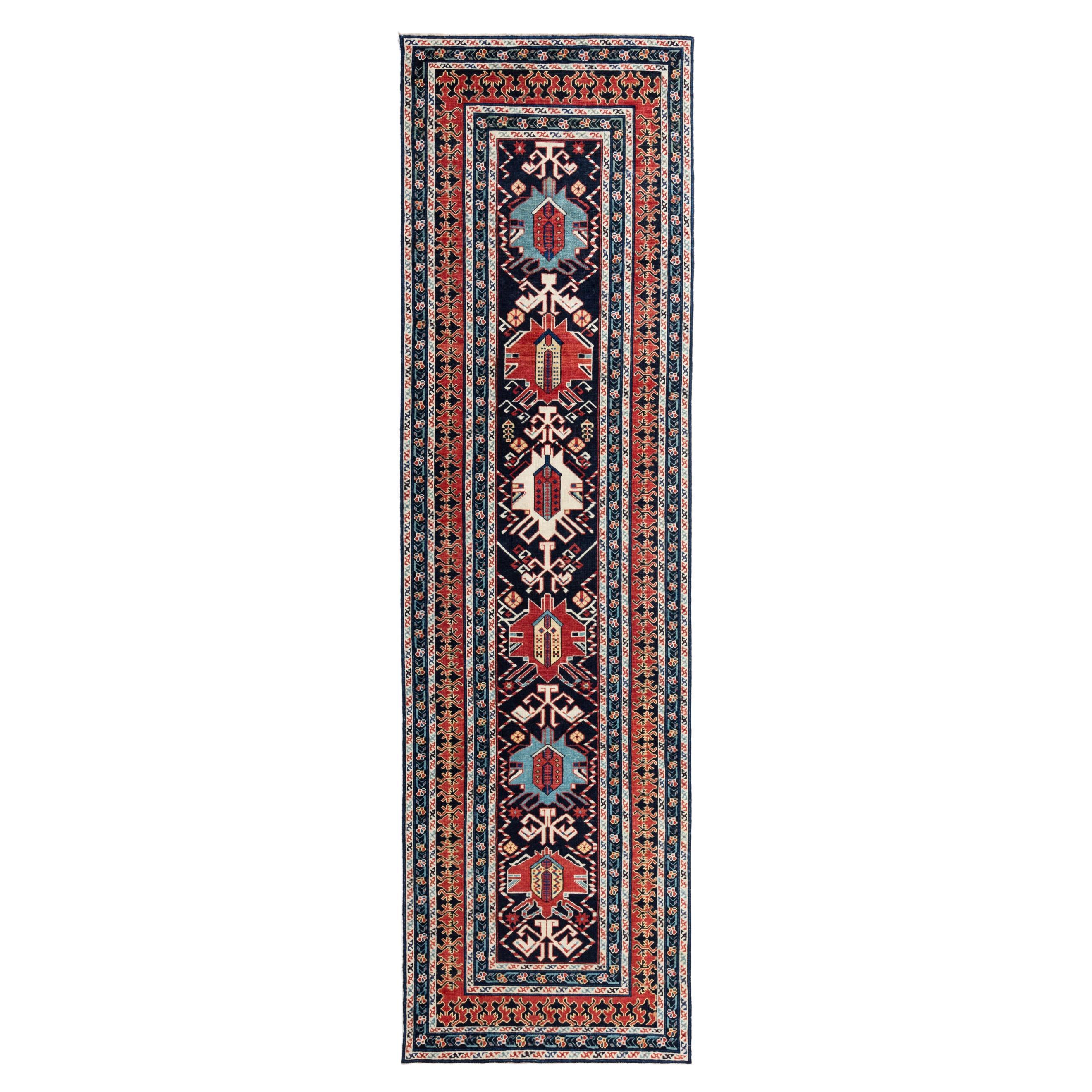 Ararat Rugs Kuba Rug with Palmettes Caucasian Revival Carpet - Natural Dyed For Sale