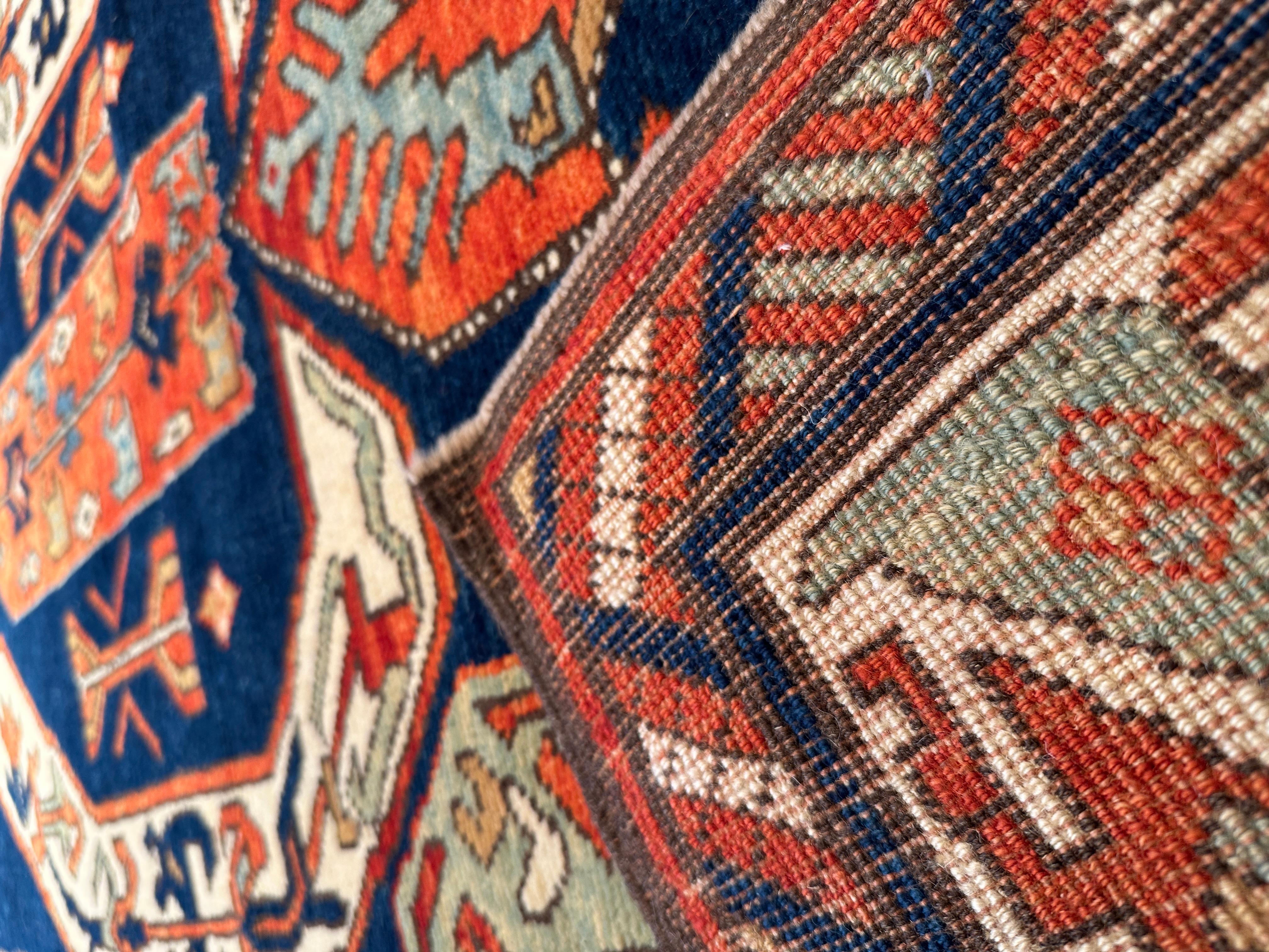 Turkish Ararat Rugs Lenkoran Rug Caucasian Revival 19 Century Carpet, Natural Dyed For Sale