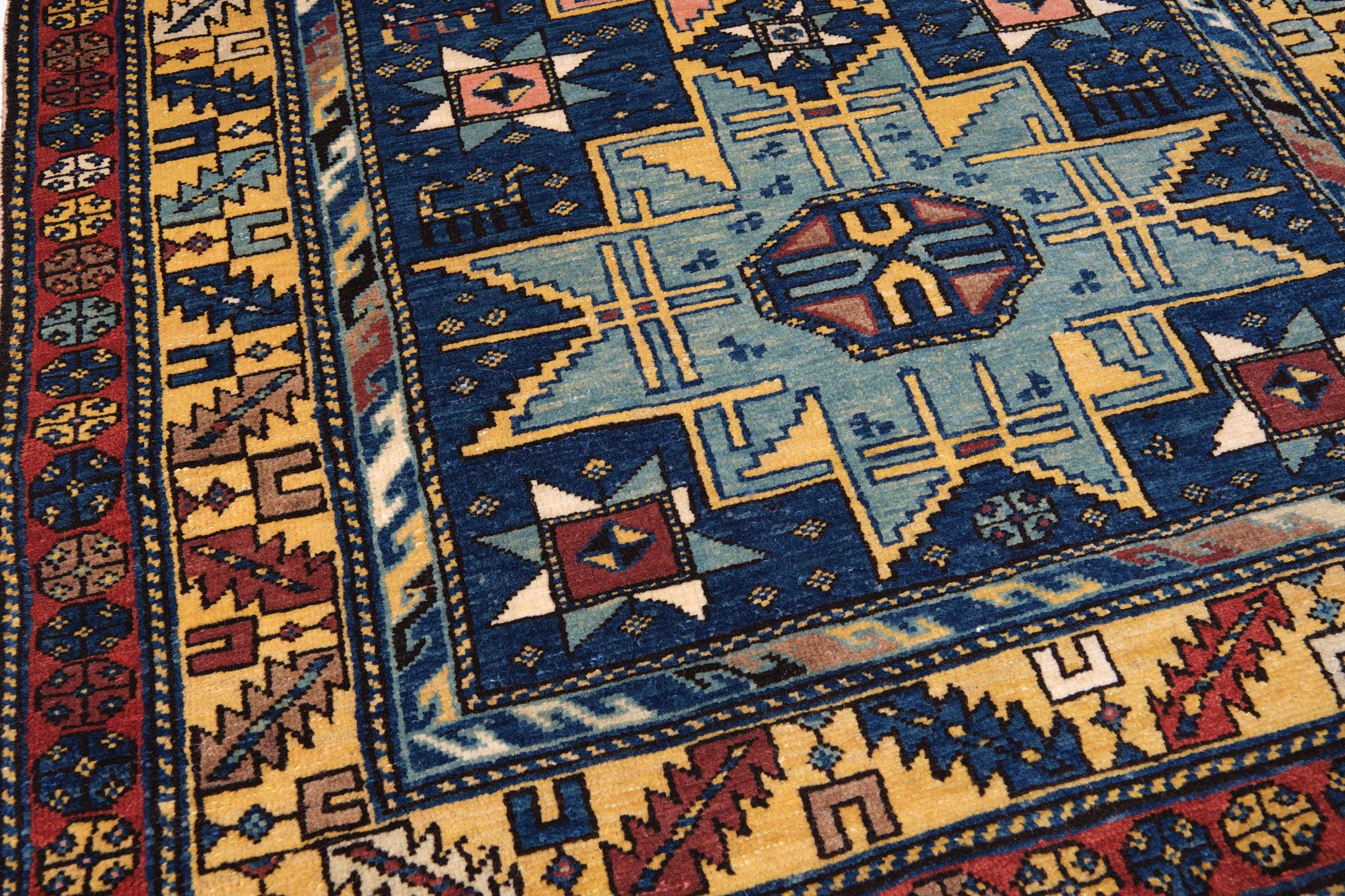 The source of the rug comes from the book Orient Star – A Carpet Collection, E. Heinrich Kirchheim, Hali Publications Ltd, 1993 nr.30 and Oriental Rugs Volume 1 Caucasian, Ian Bennett, Oriental Textile Press, Aberdeen 1993, pg.326. This is a large