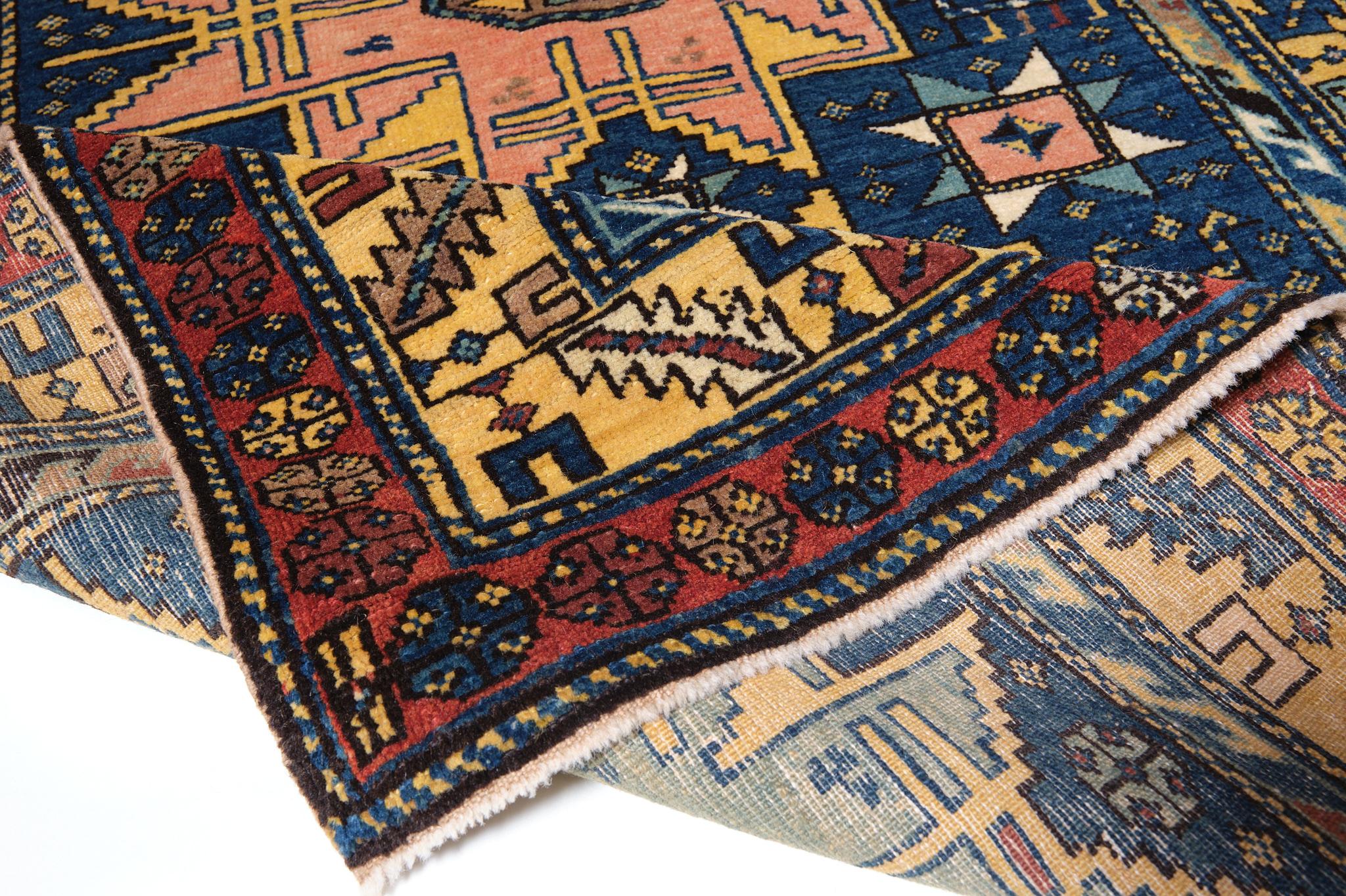 Turkish Ararat Rugs Lesghi Star Shirvan Rug Caucasian Revival Carpet, Natural Dyed For Sale