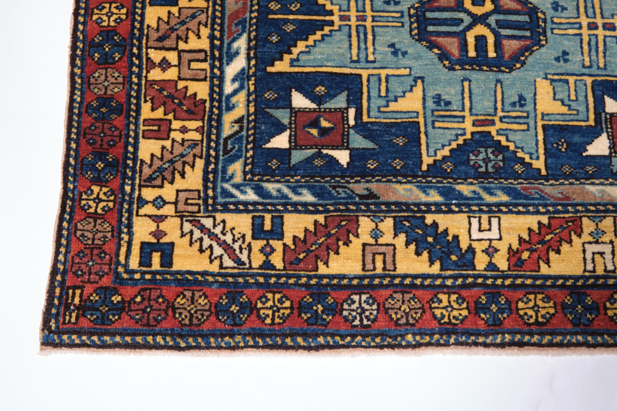 Ararat Rugs Lesghi Star Shirvan Rug Caucasian Revival Carpet, Natural Dyed In New Condition For Sale In Tokyo, JP