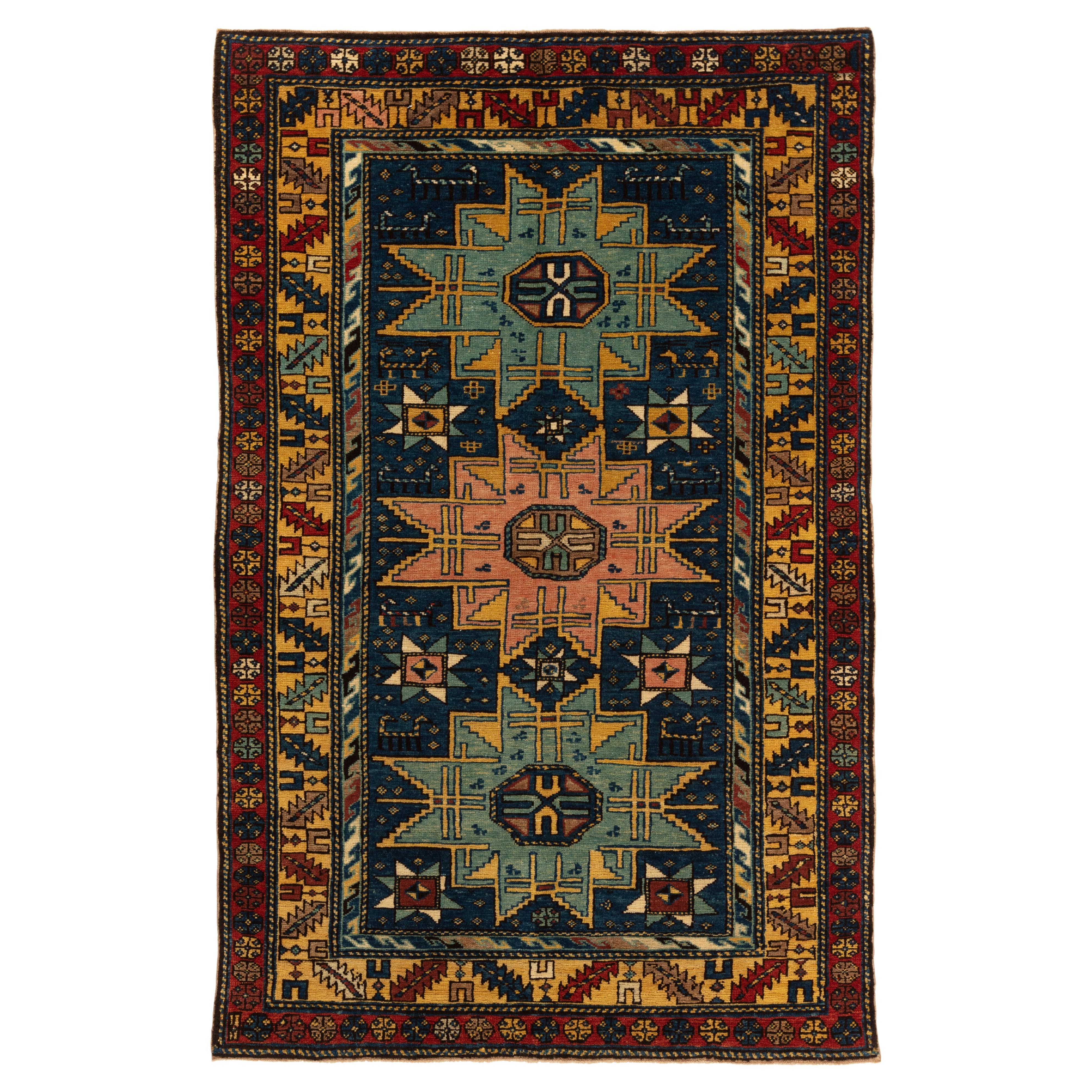 Ararat Rugs Lesghi Star Shirvan Rug Caucasian Revival Carpet, Natural Dyed For Sale