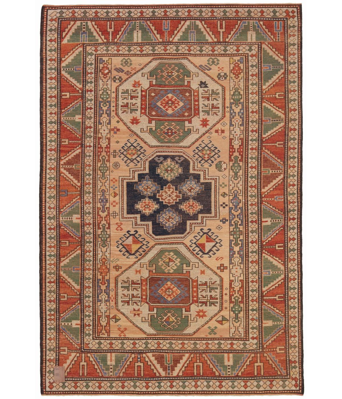 The source of the rug comes from the book Oriental Rugs Volume 1 Caucasian, Ian Bennett, Oriental Textile Press, Aberdeen 1993, pg.24. This is a medallion rug from the late 19th century, Lori-Pambak region, Caucasus area. Lori-Pambak, a village in