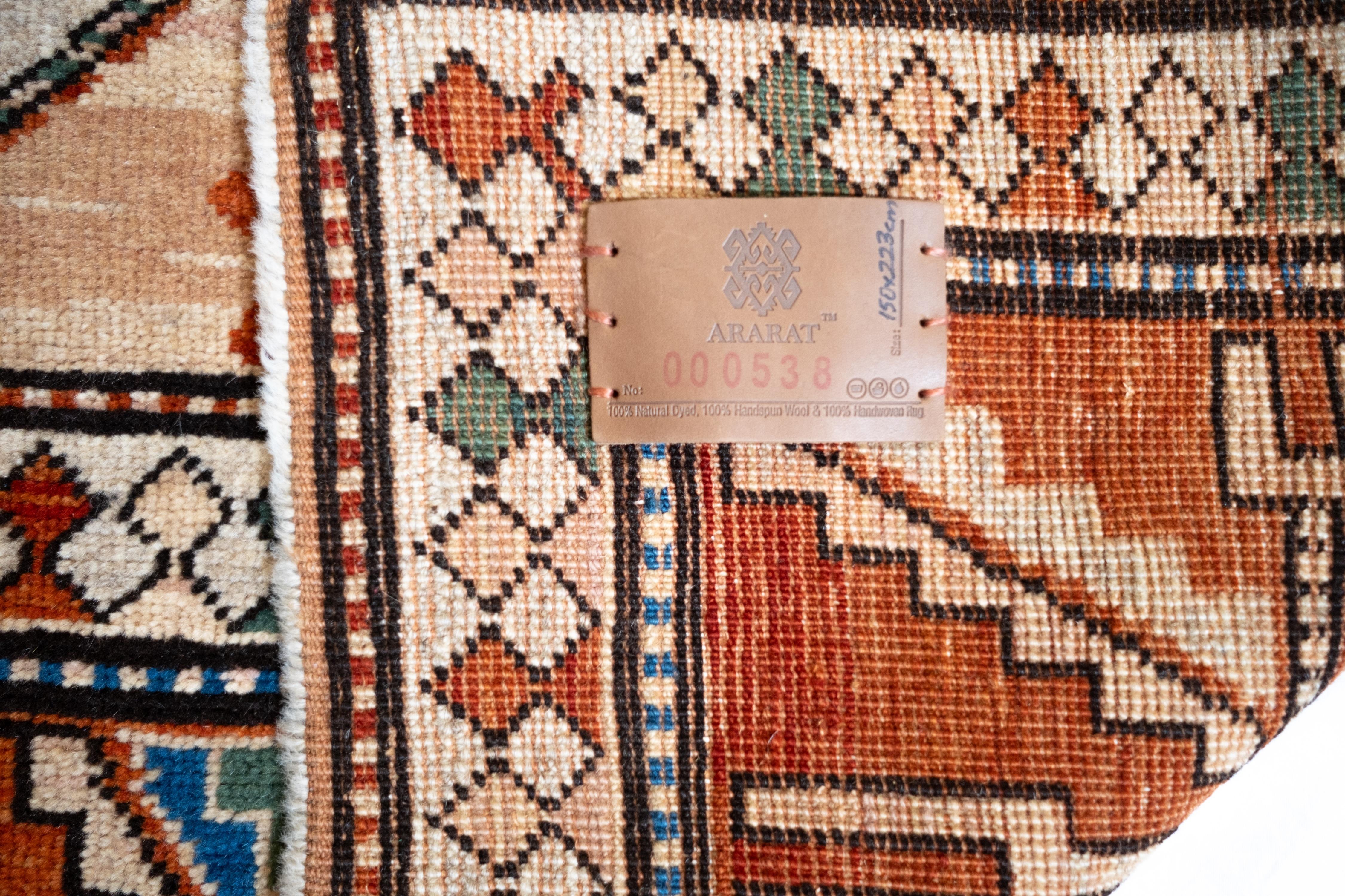 Vegetable Dyed Ararat Rugs Lori Pambak Kazak Rug, 19th C Caucasus Revival Carpet Natural Dyed For Sale