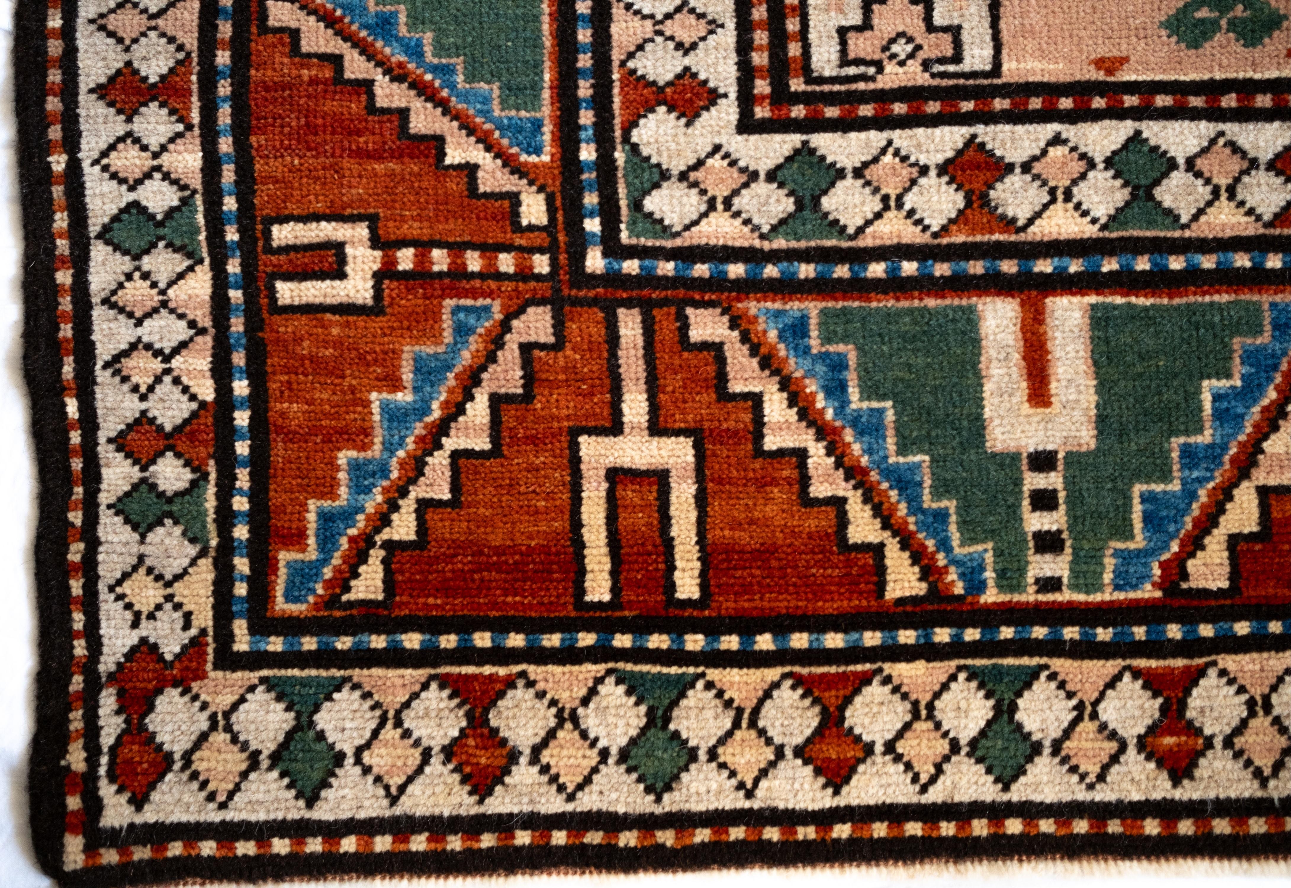 Ararat Rugs Lori Pambak Kazak Rug, 19th C Caucasus Revival Carpet Natural Dyed In New Condition For Sale In Tokyo, JP