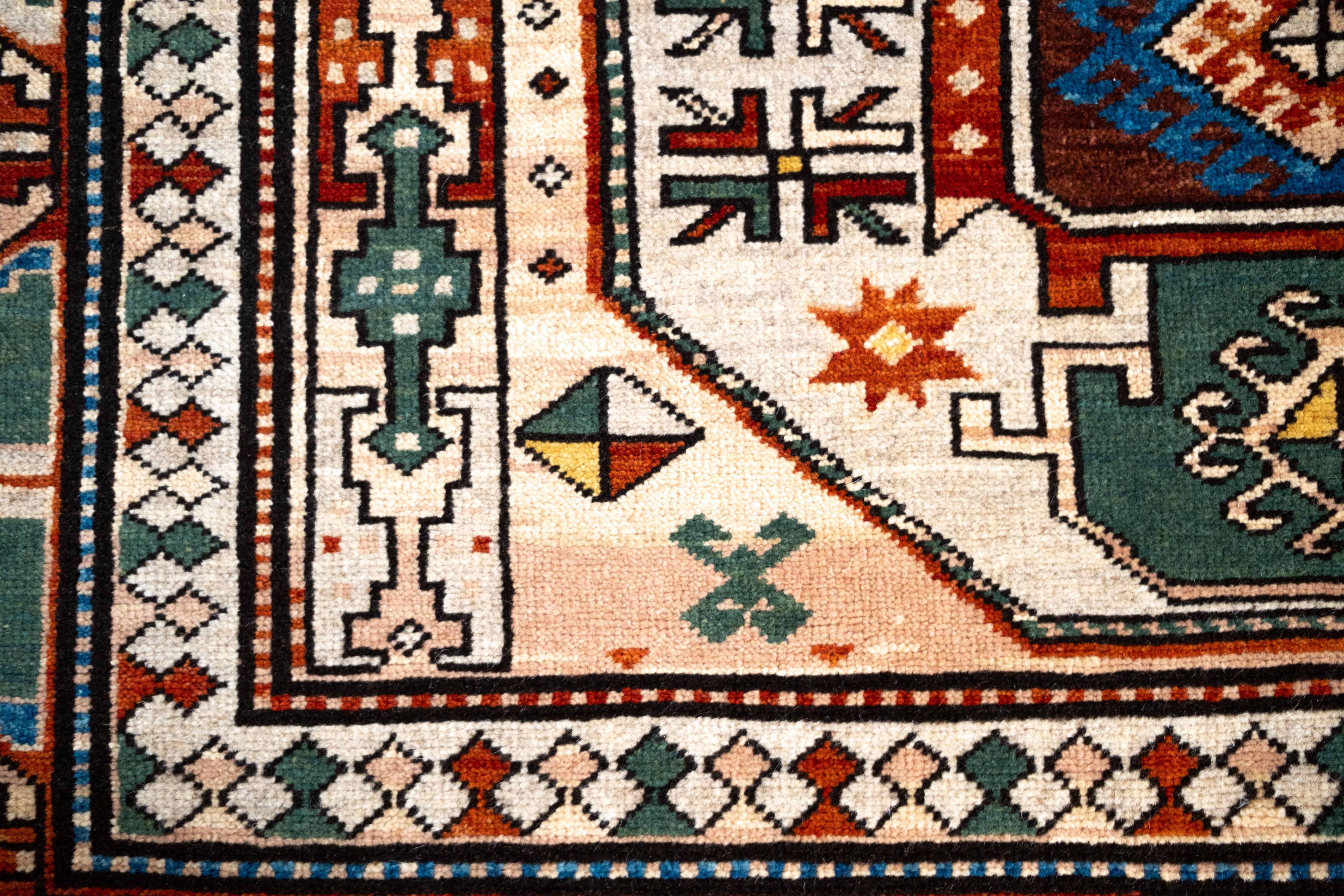 Ararat Rugs Lori Pambak Kazak Rug, 19th C Caucasus Revival Carpet Natural Dyed For Sale 1