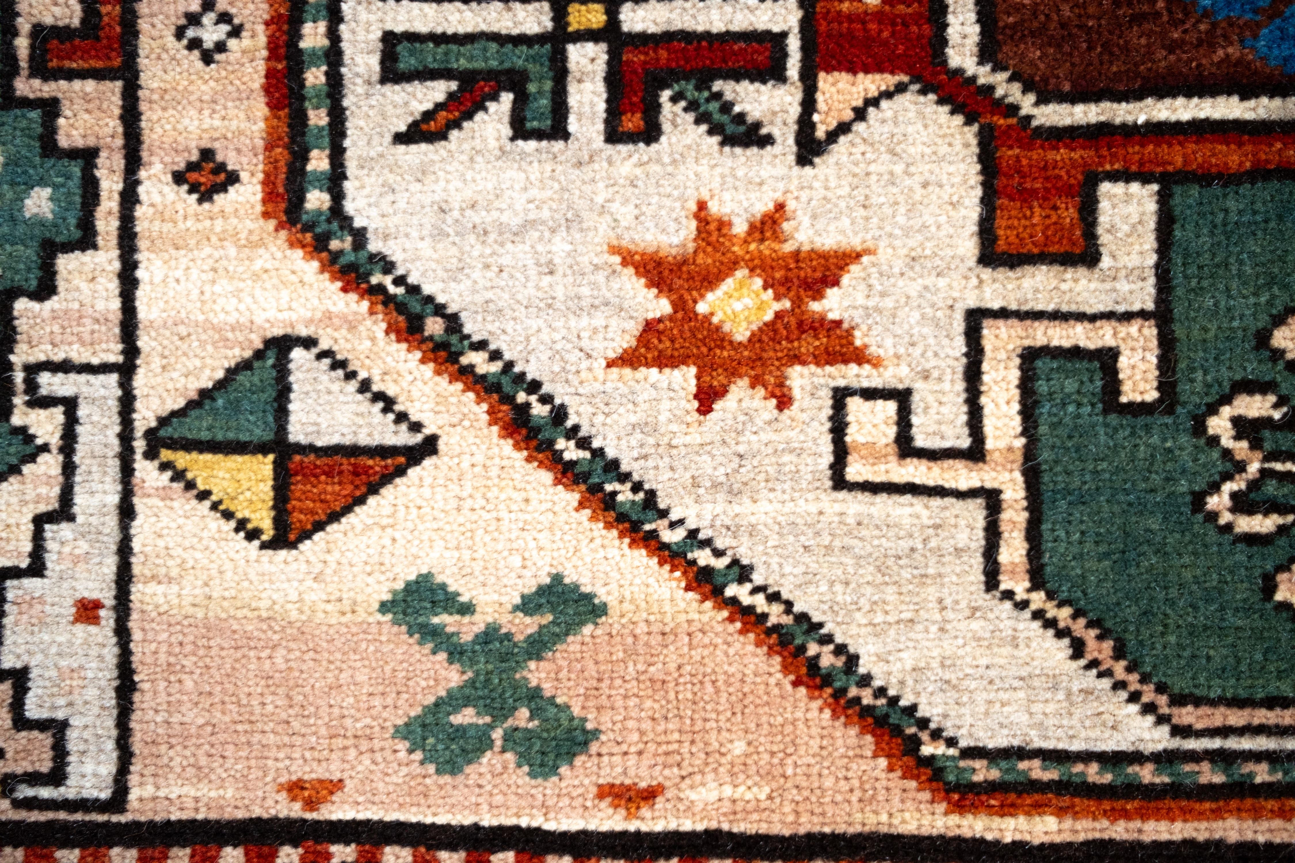 Ararat Rugs Lori Pambak Kazak Rug, 19th C Caucasus Revival Carpet Natural Dyed For Sale 2