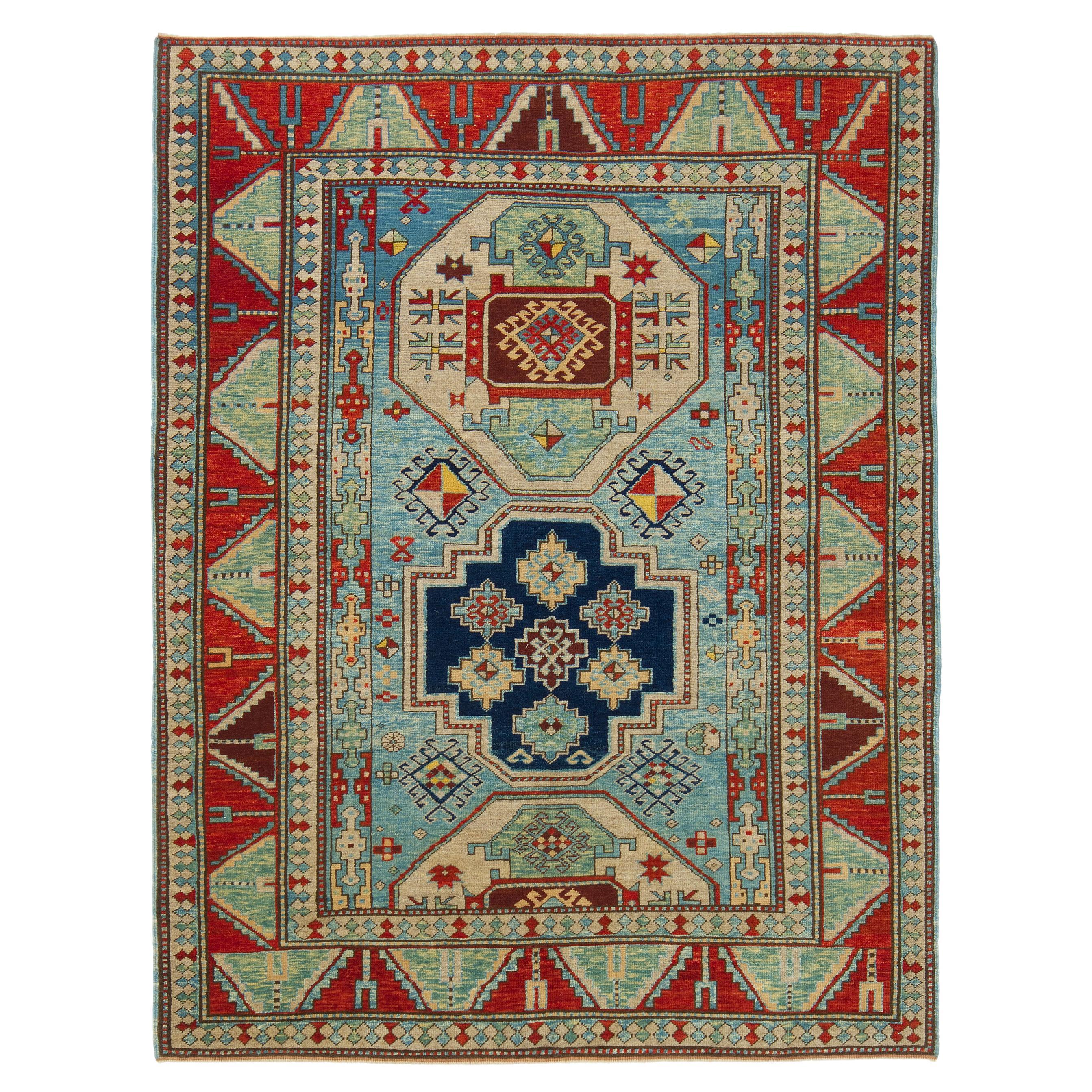 Ararat-Teppiche Lori Pambak Kazak Teppich - 19. Jahrhundert Kaukasisches Revival Teppich natürlich gefärbt im Angebot