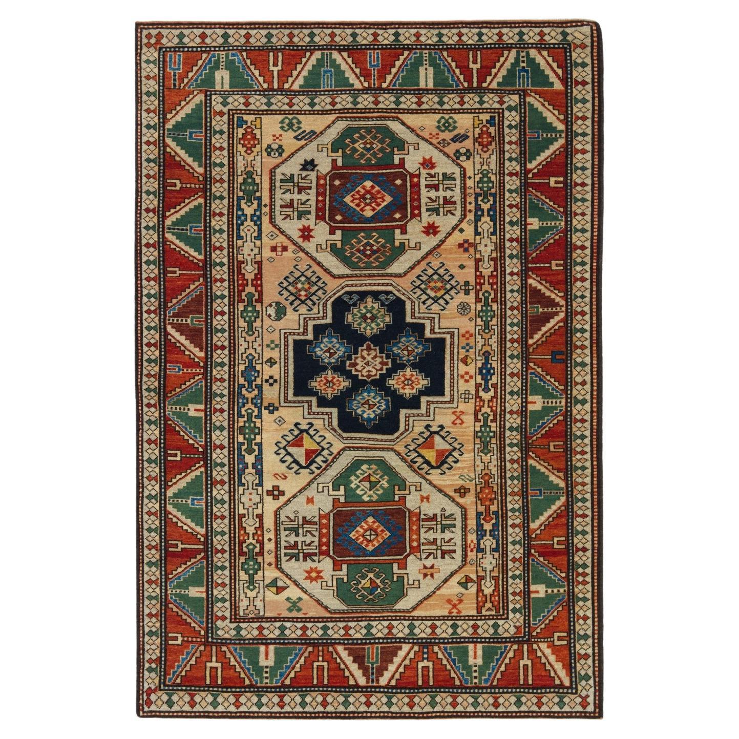 Ararat Rugs Lori Pambak Kazak Rug, 19th C Caucasus Revival Carpet Natural Dyed For Sale