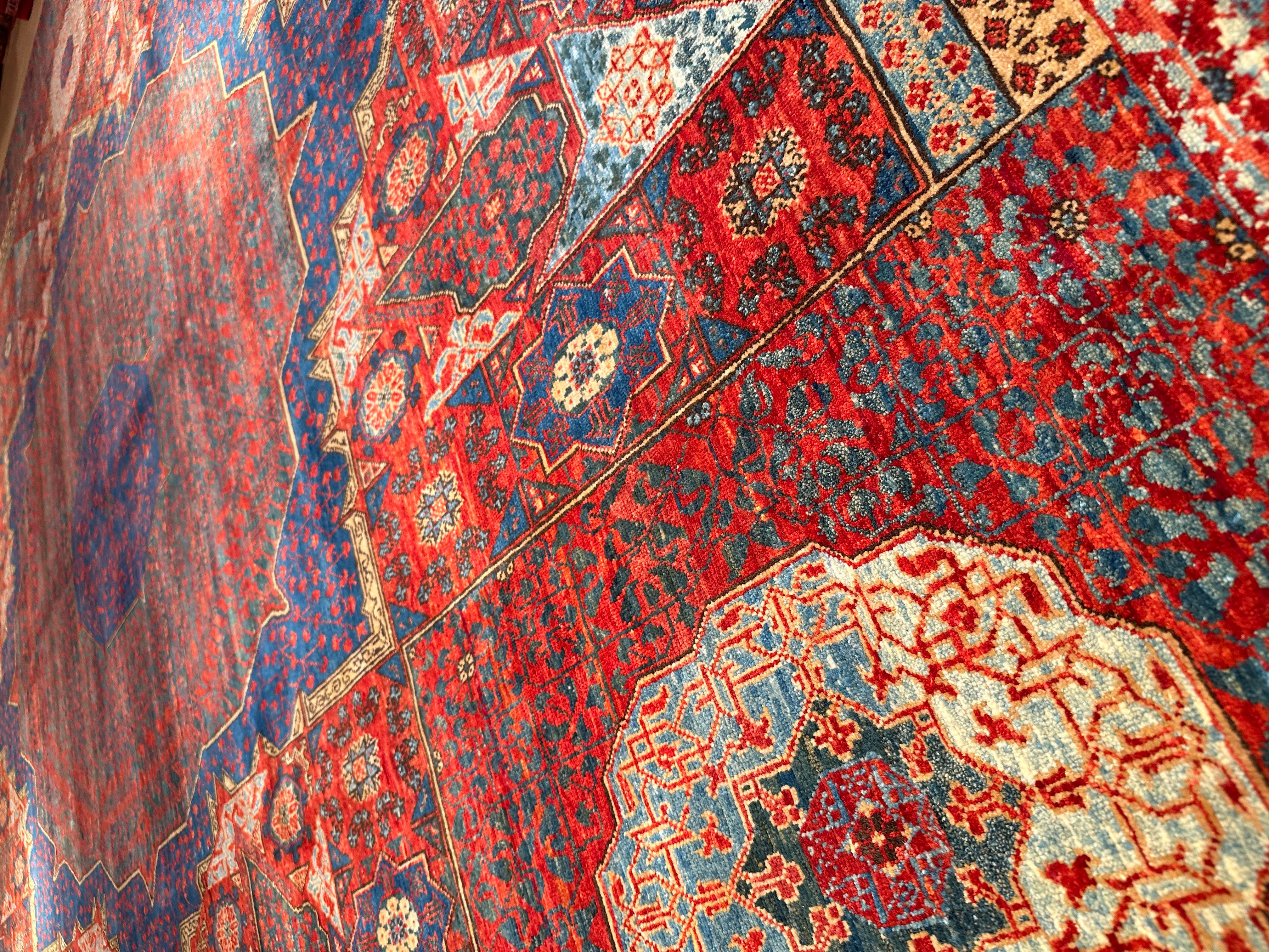 Turkish Ararat Rugs Mamluk Carpet with Central Star 16th Century Revival - Natural Dyed For Sale