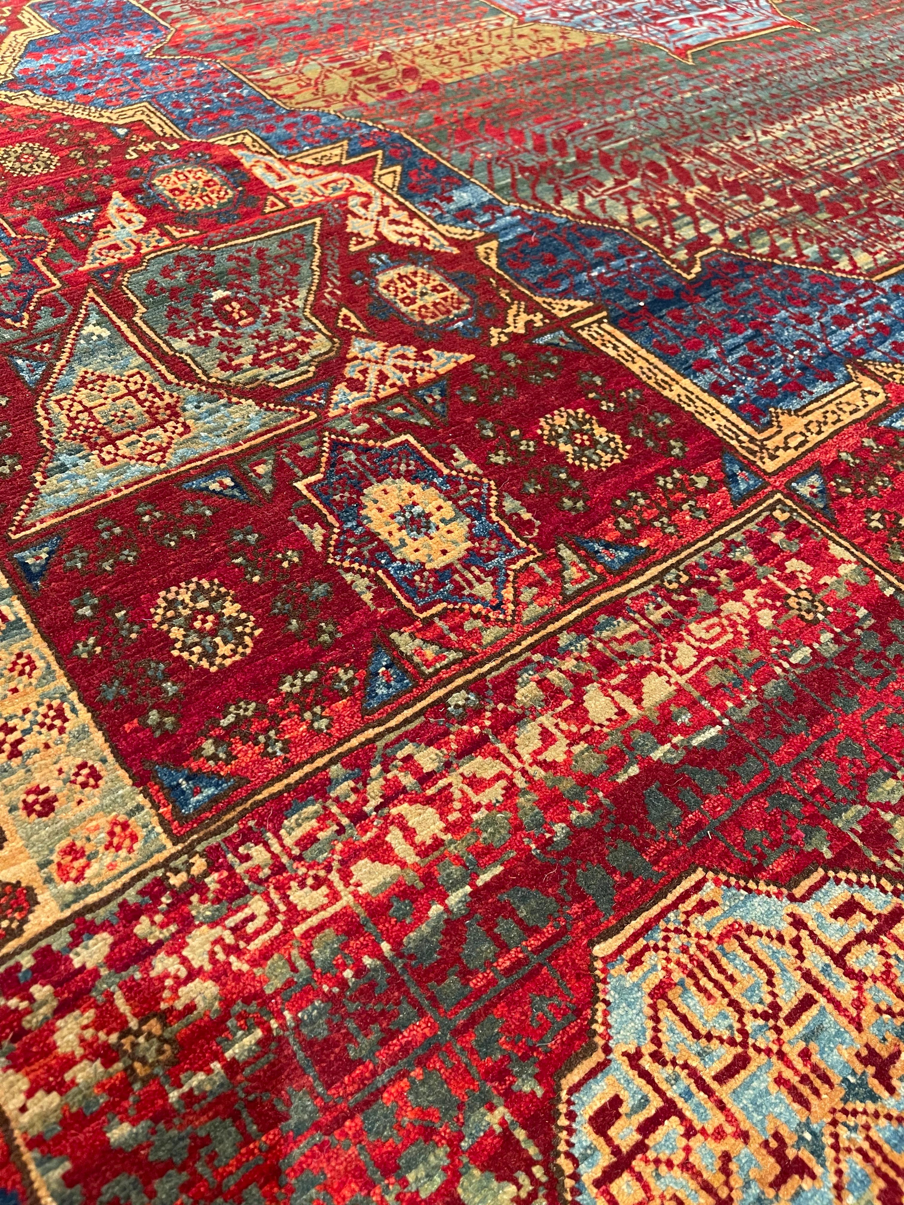 Ararat Rugs Mamluk Carpet with Central Star 16th Century Revival, Natural Dyed In New Condition For Sale In Tokyo, JP