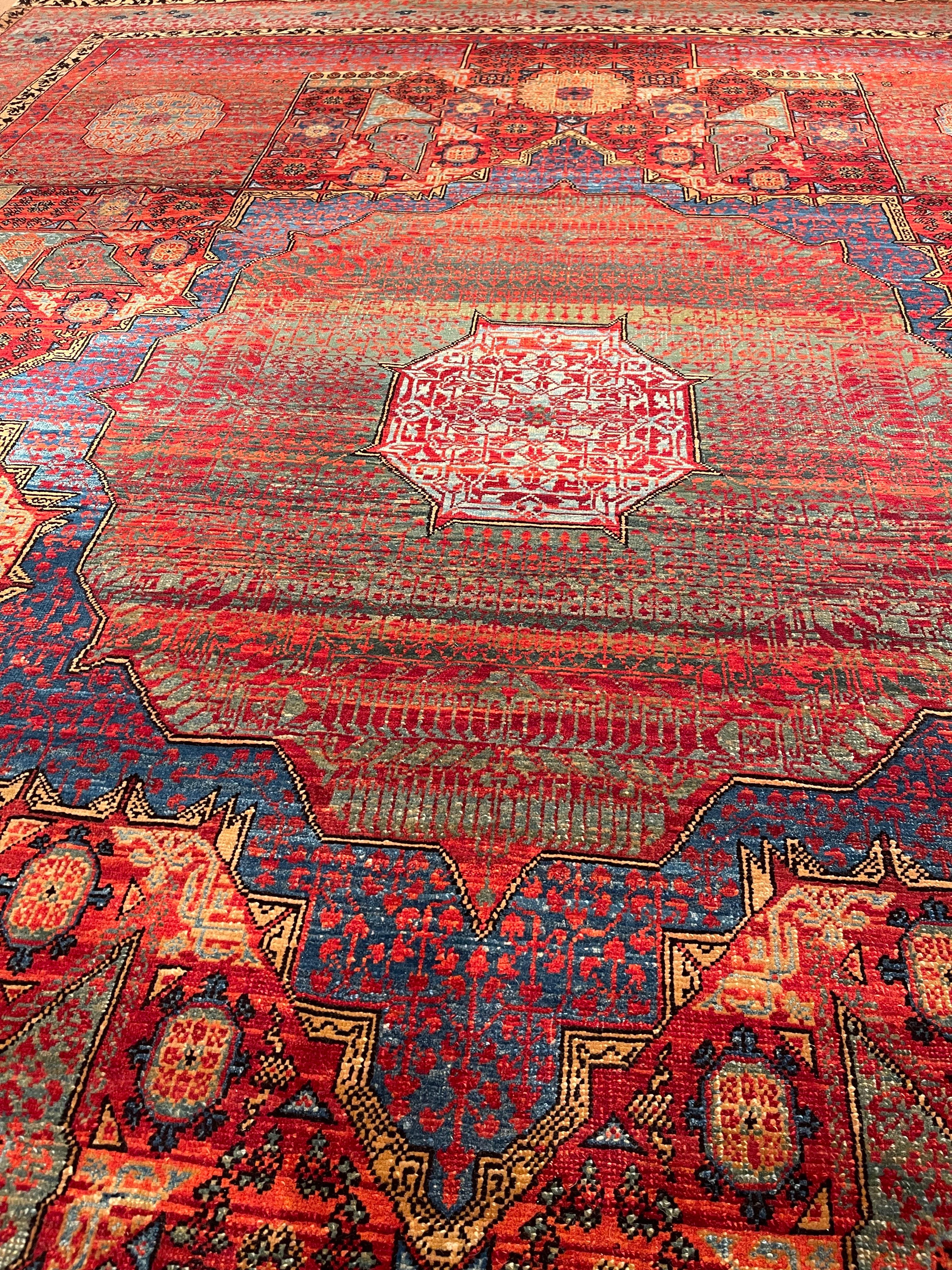 Contemporary Ararat Rugs Mamluk Carpet with Central Star 16th Century Revival, Natural Dyed For Sale