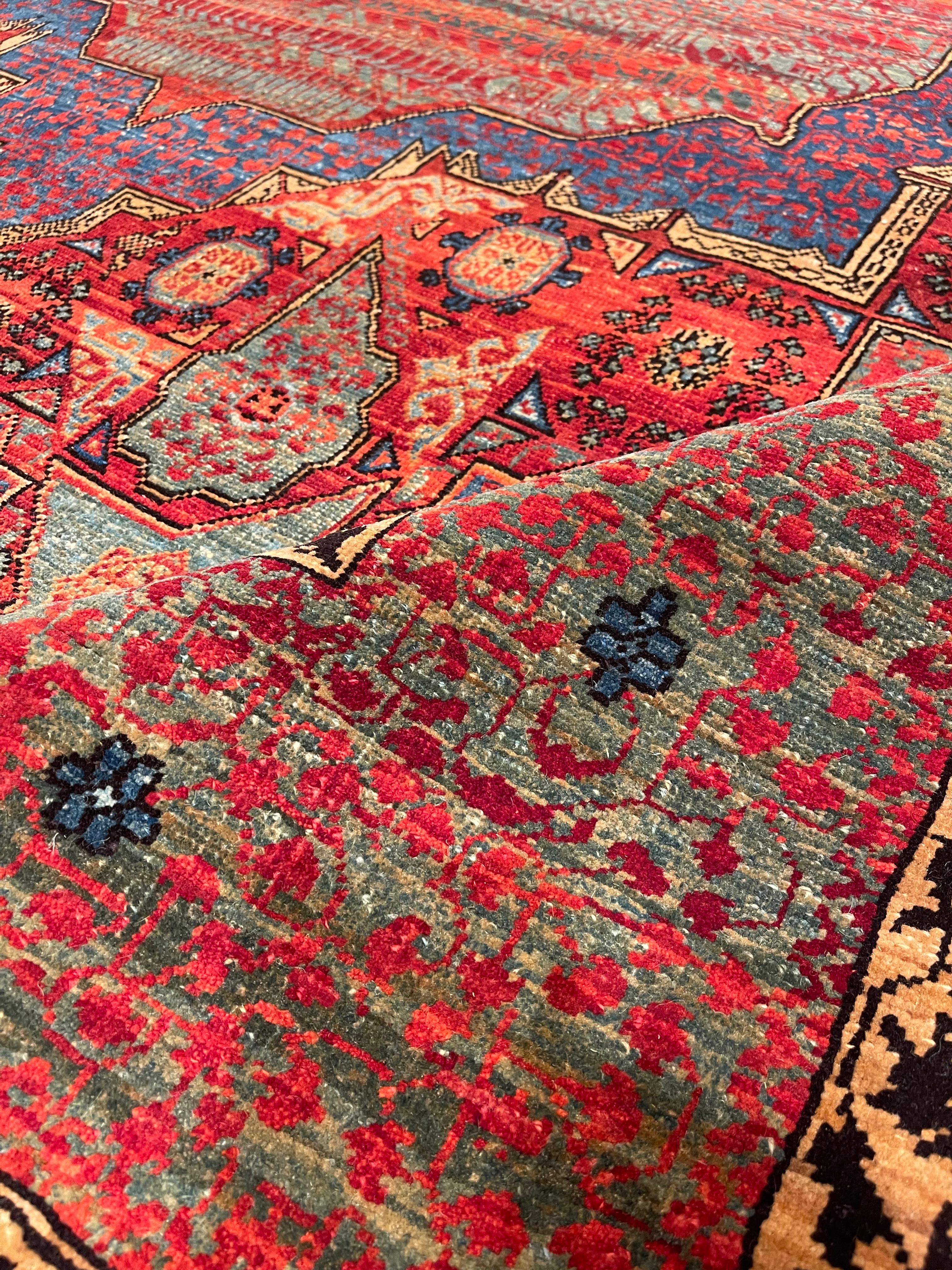 Wool Ararat Rugs Mamluk Carpet with Central Star 16th Century Revival, Natural Dyed For Sale