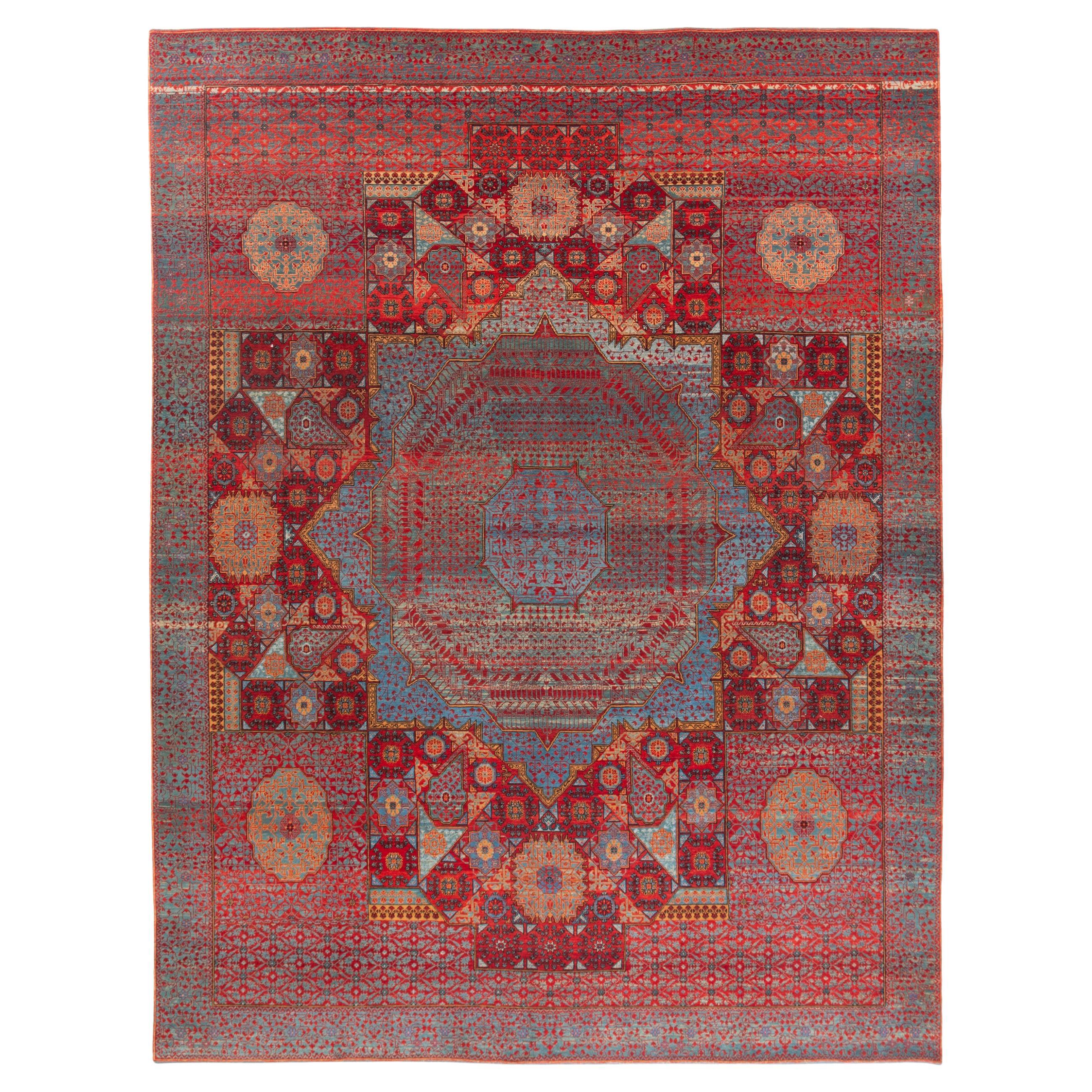 Ararat Rugs Mamluk Carpet with Central Star 16th Century Revival, Natural Dyed For Sale