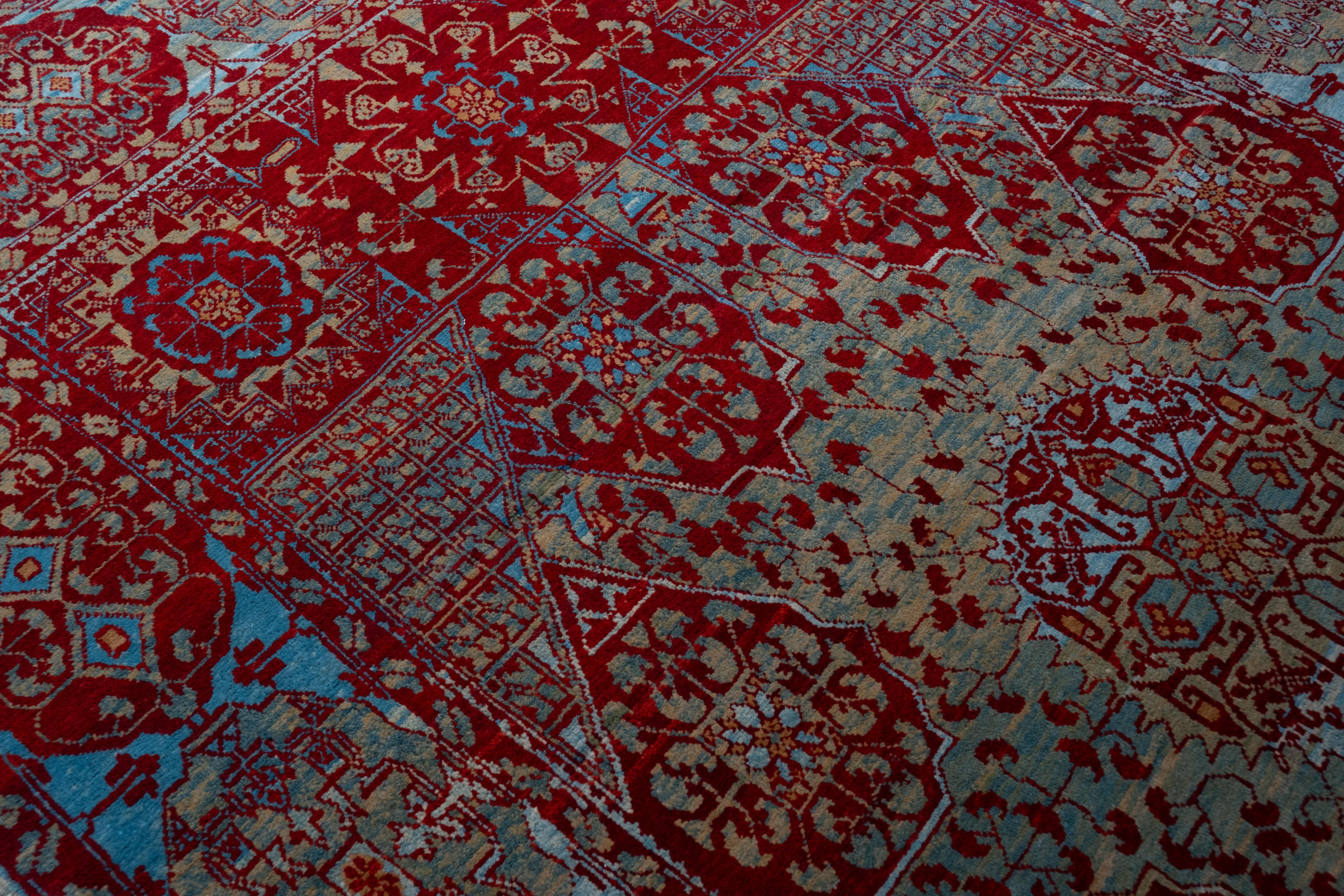 Ararat Rugs Mamluke Teppich mit Becher-Motiv, Antique Revival Teppich, natürlich gefärbt (Türkisch) im Angebot