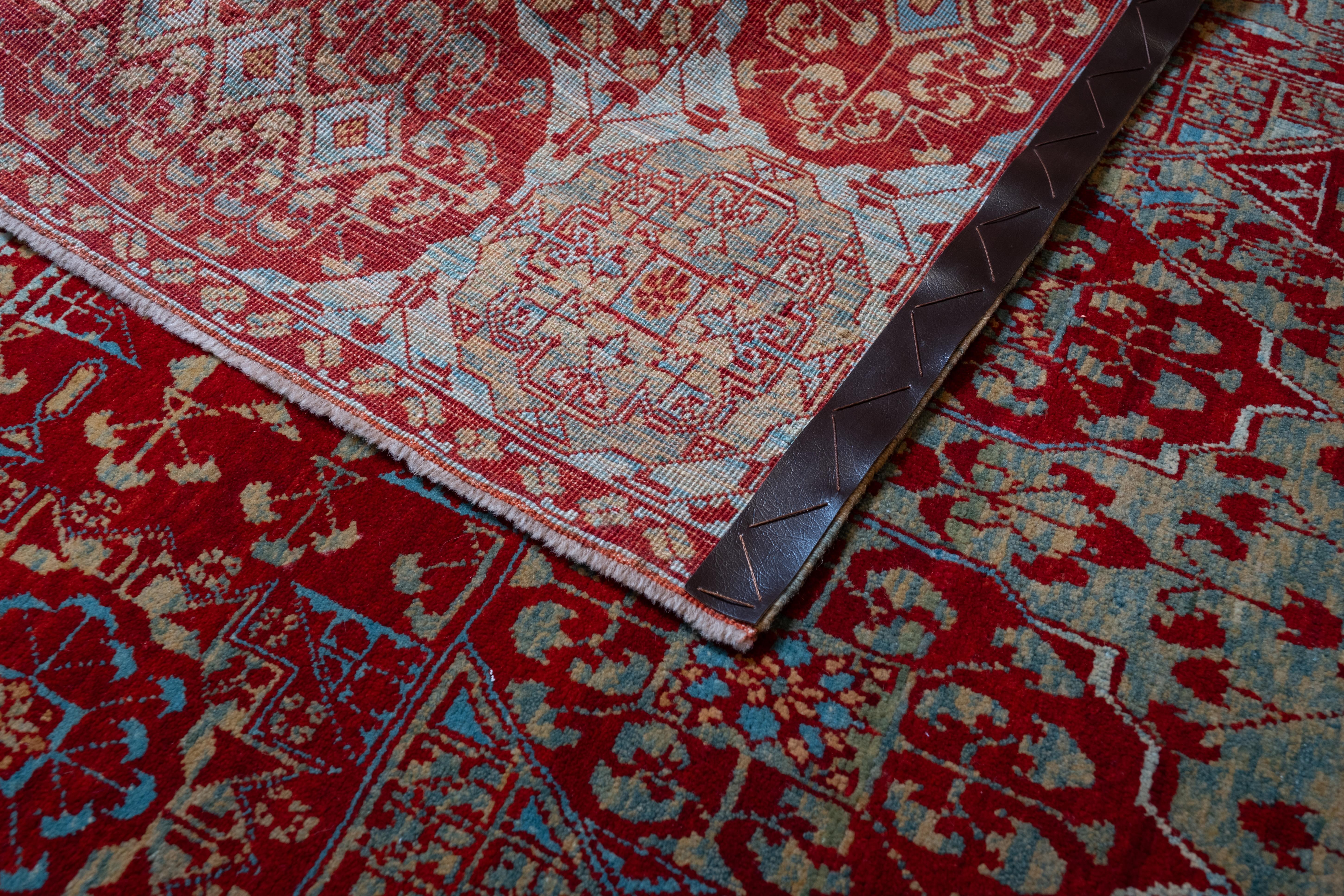Noué à la main Ararat Rugs Tapis Mamluke avec motif de coupe, Antique Revival Rugs, Natural Dyed en vente