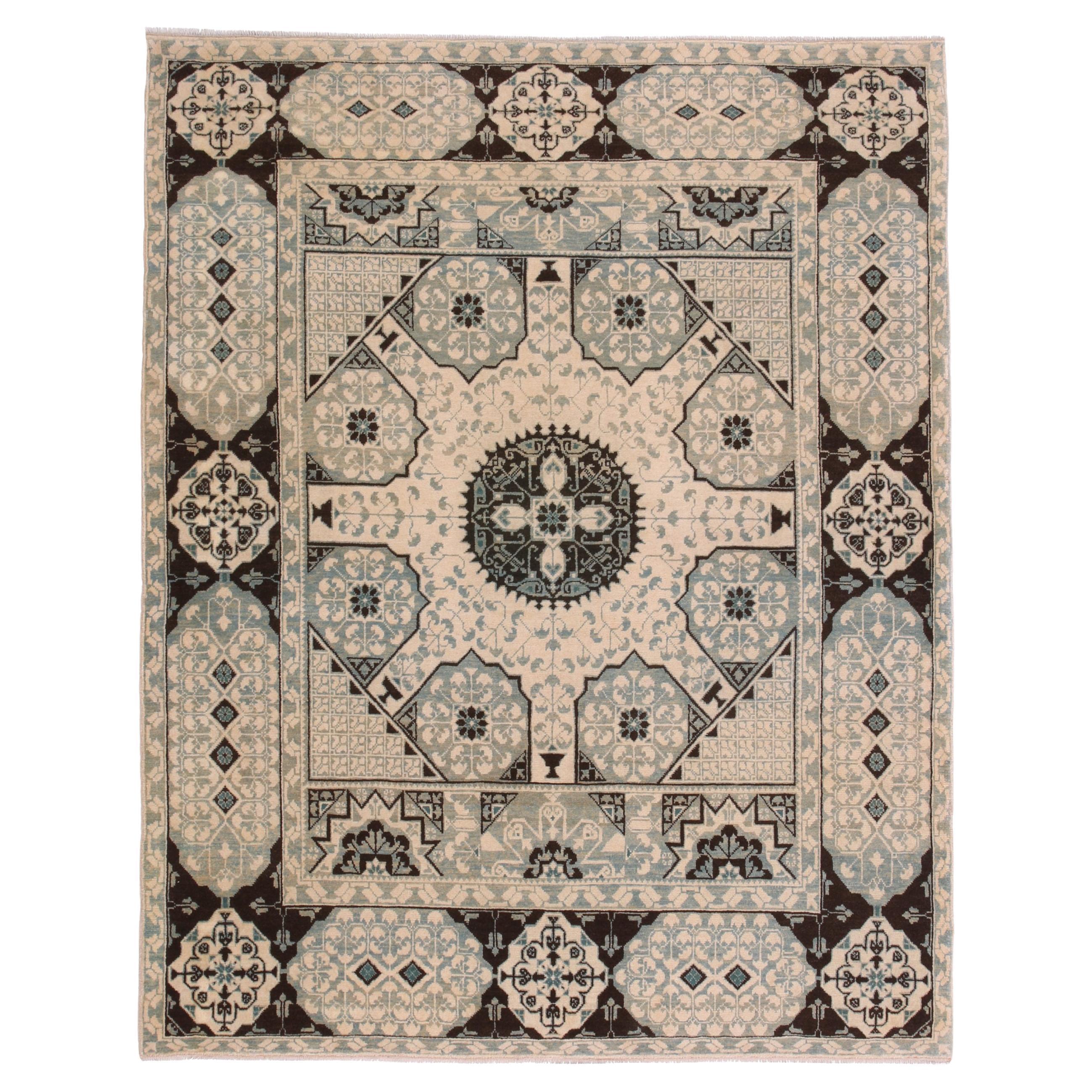 Ararat Rugs Mamluk Carpet with Cup Motif, Antique Revival Rug, Natural Dyed