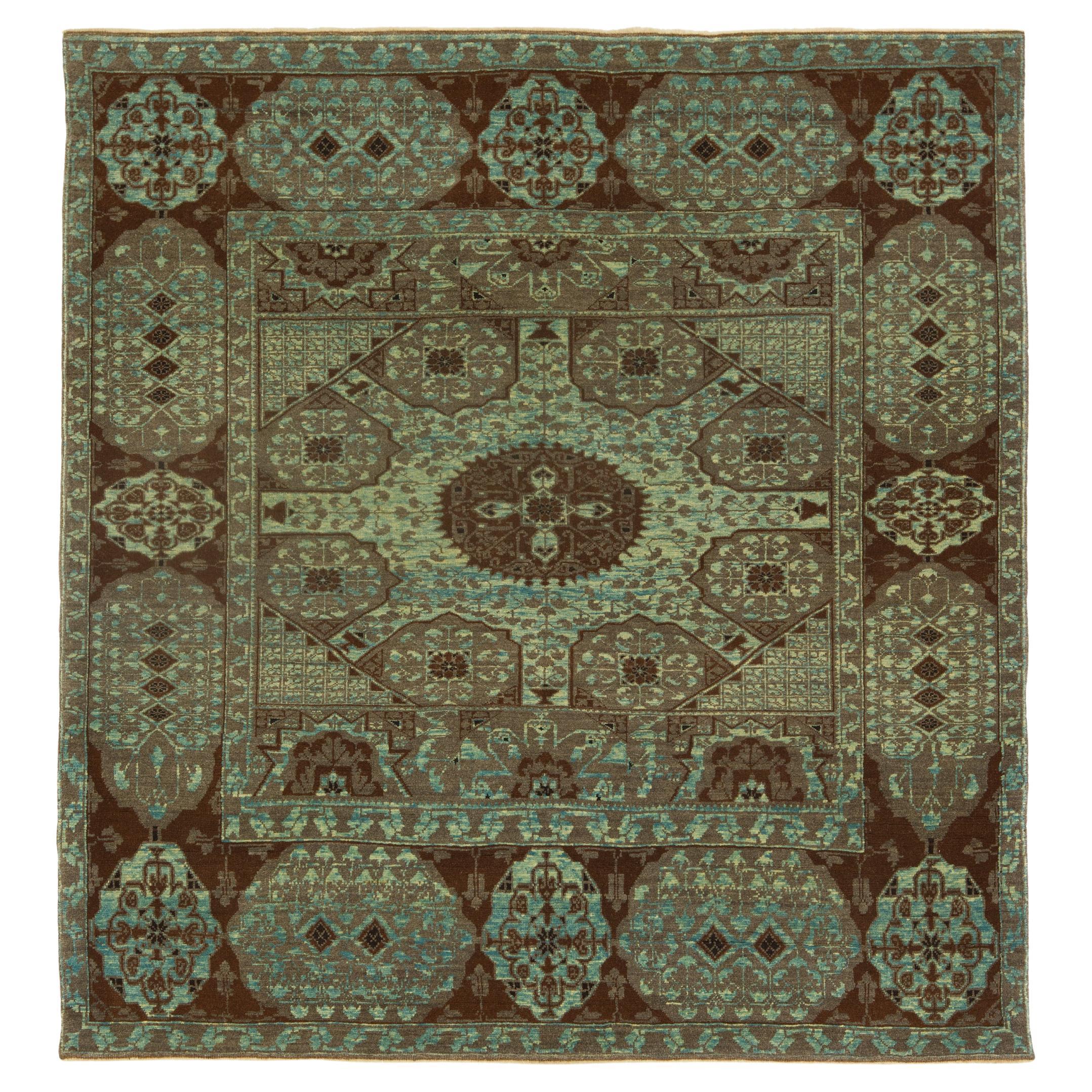 Ararat Rugs Mamluke Teppich mit Becher-Motiv, Antique Revival Teppich, natürlich gefärbt im Angebot