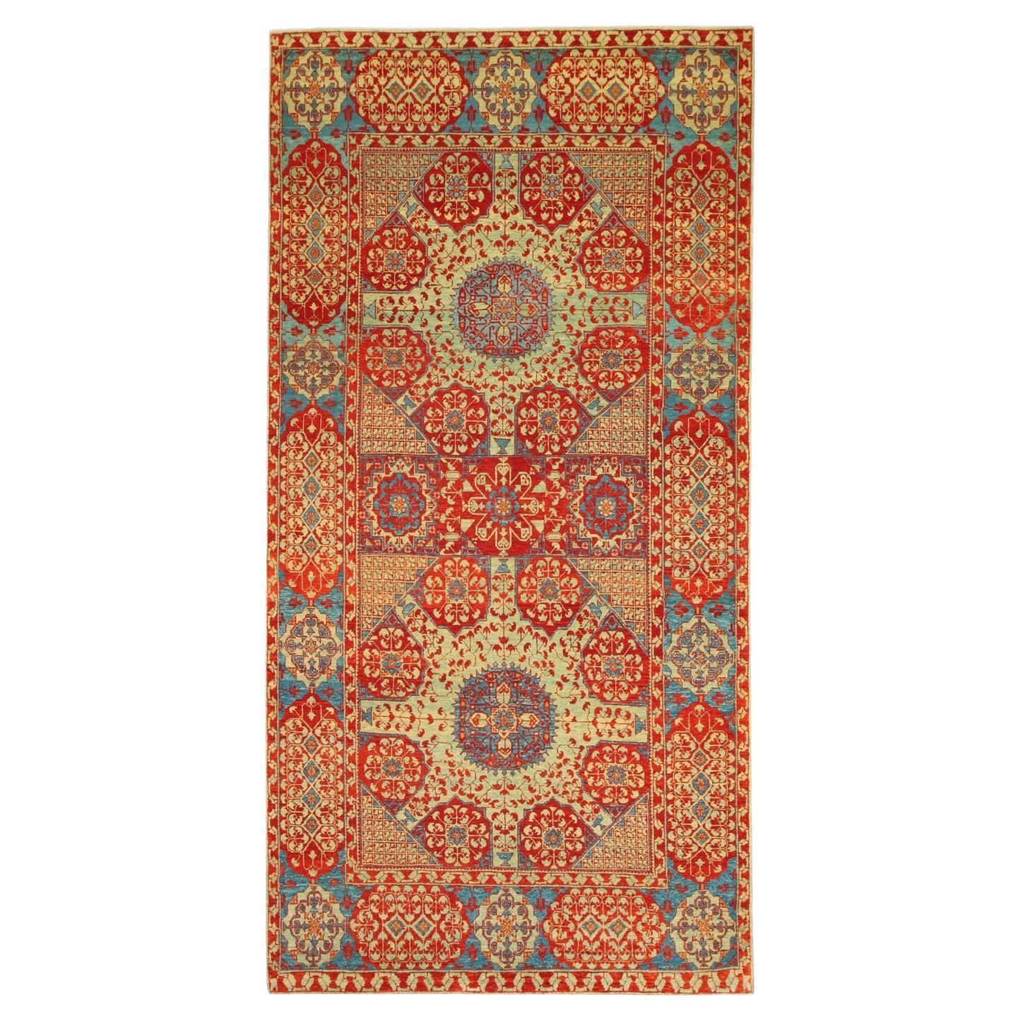Ararat Rugs Mamluk Carpet with Cup Motif, Antique Revival Rug, Natural Dyed