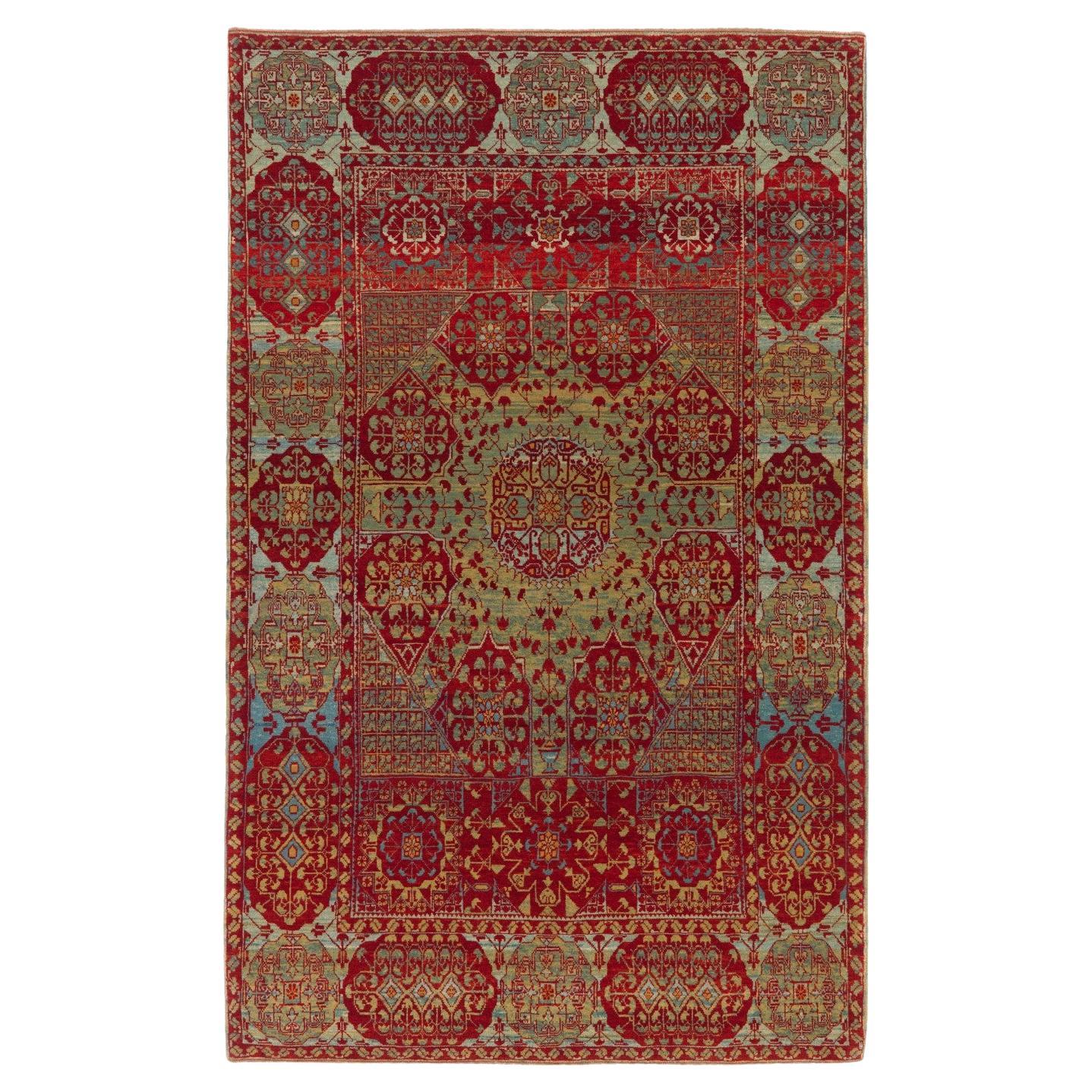 Ararat Rugs Tapis Mamluke avec motif de coupe, Antique Revival Rugs, Natural Dyed en vente