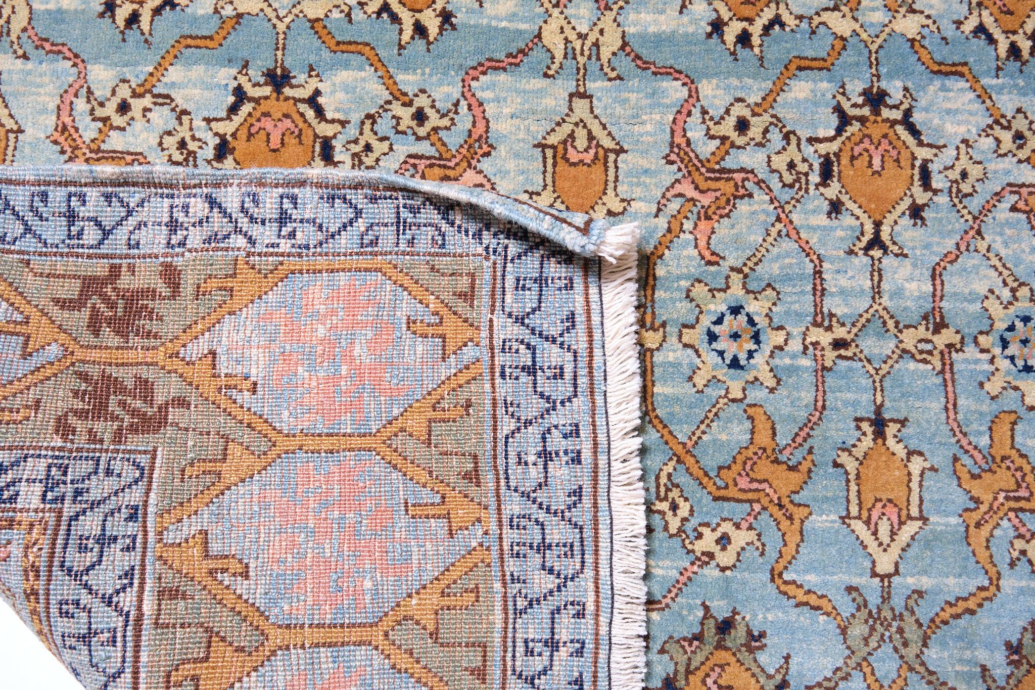 Turkish Ararat Rugs Mamluk Carpet with Lattice Design, Antique Revival Rug Natural Dyed For Sale