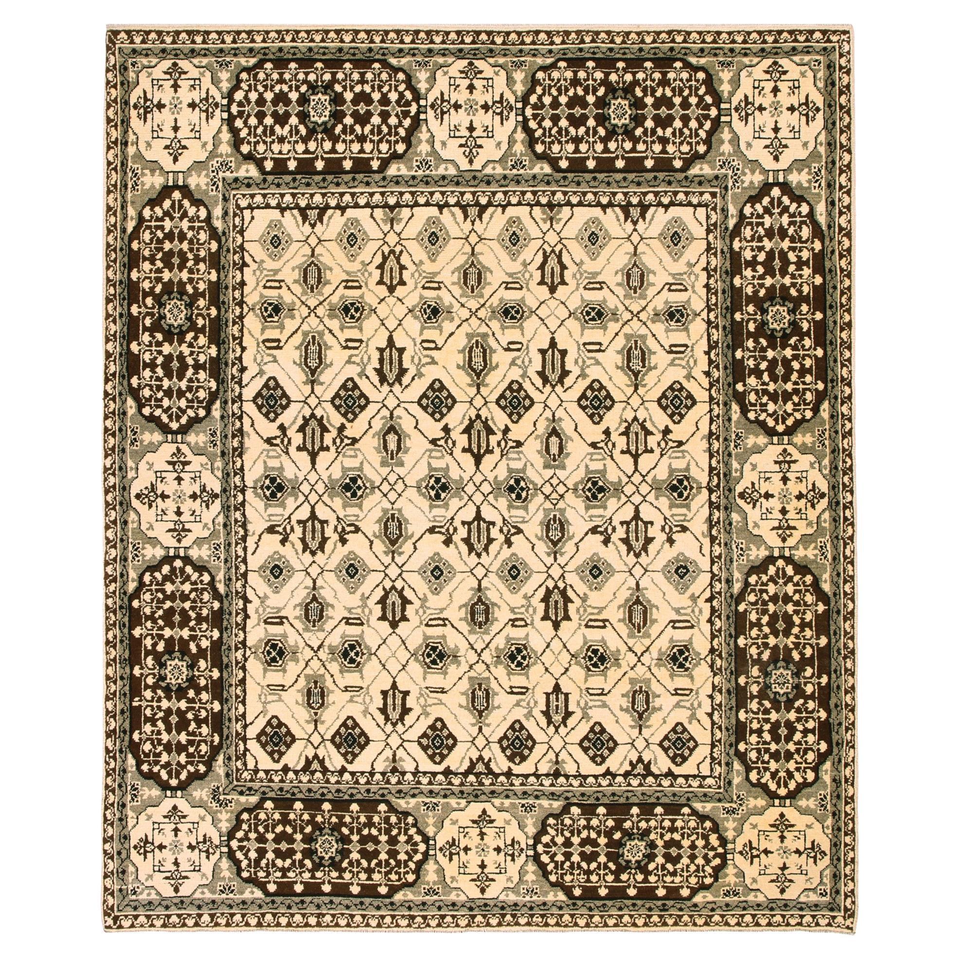 Ararat Rugs Mamluk Carpet with Lattice Design, Natural Sheep Wool Colors No Dye