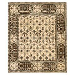 Ararat Rugs Mamluk Carpet with Lattice Design, Natural Sheep Wool Colors No Dye