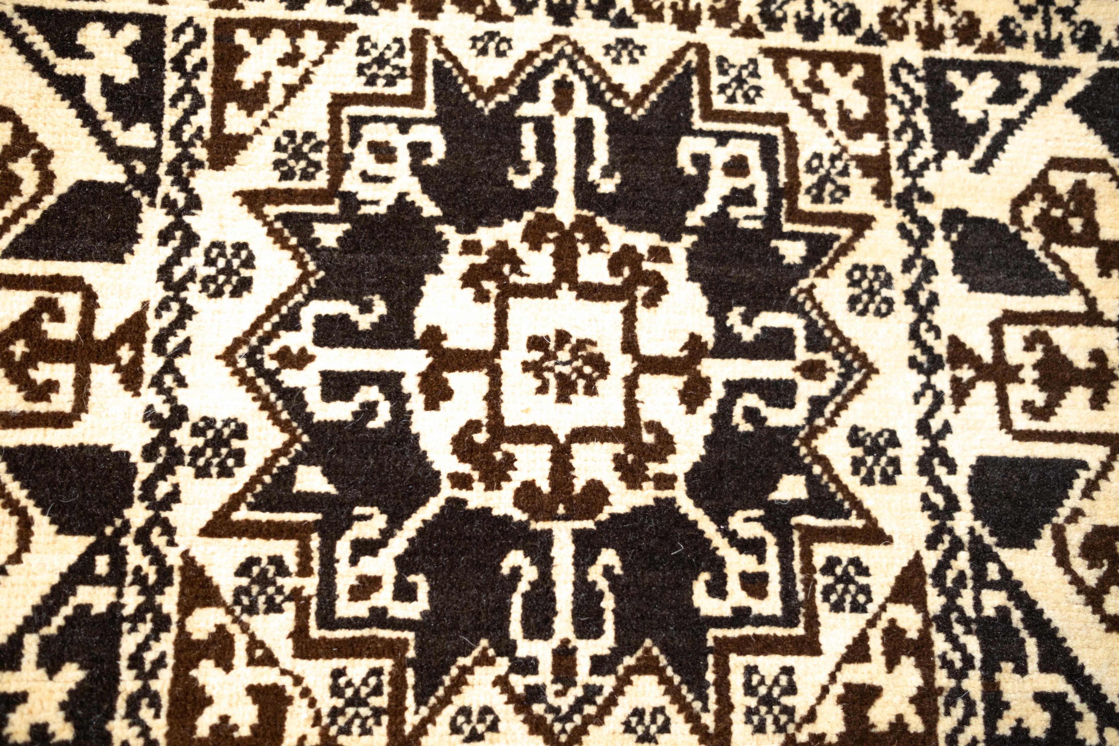 Wool Ararat Rugs Mamluk Rug with Central Star, 16th C. Revival Carpet, Natural Color For Sale