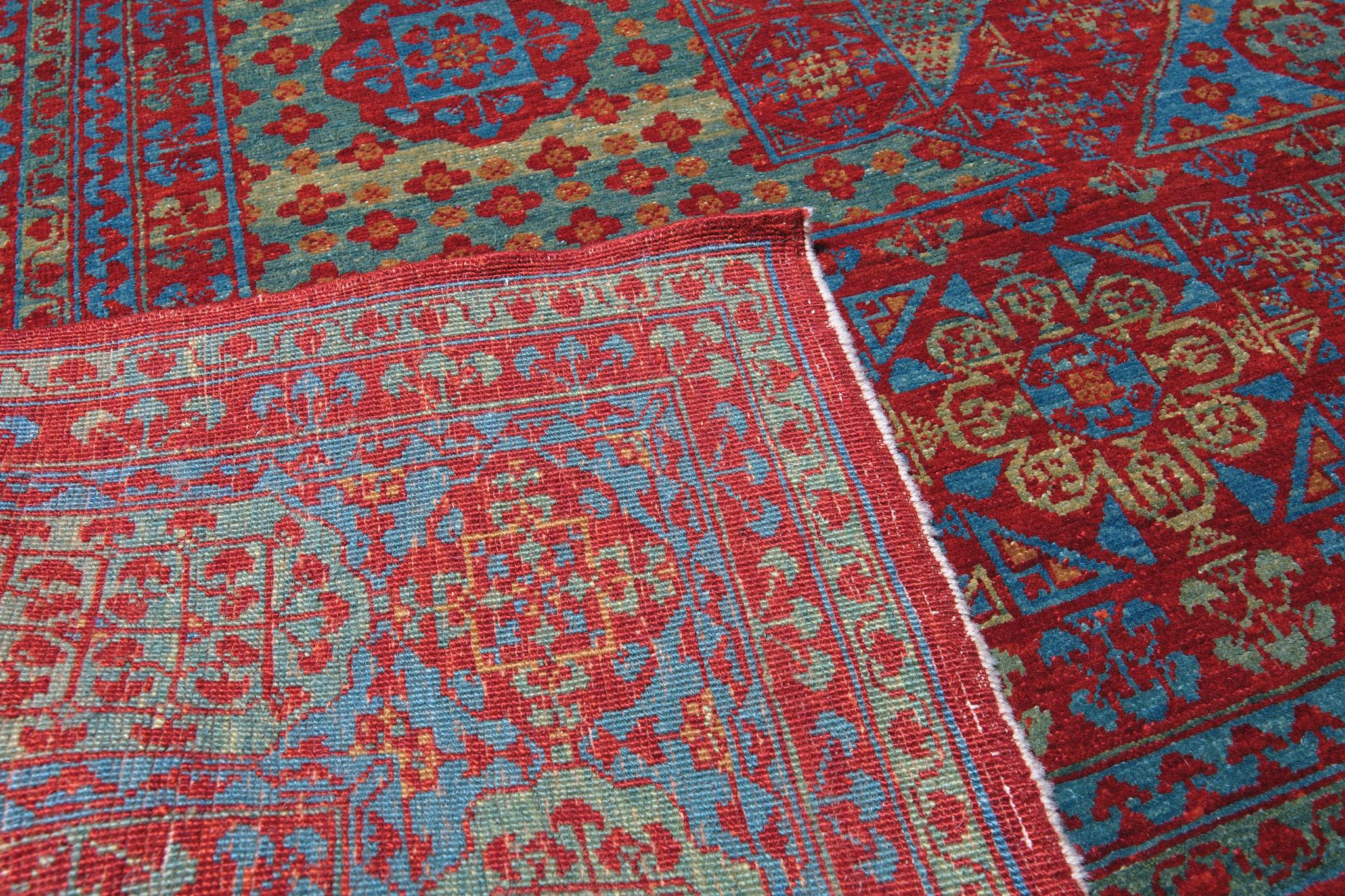 Turkish Ararat Rugs Mamluk Rug with Central Star, 16th C. Revival Carpet, Natural Dyed For Sale